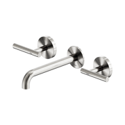Nero Mecca Lever Wall Basin/Bath Set 185mm Spout, Brushed Nickel