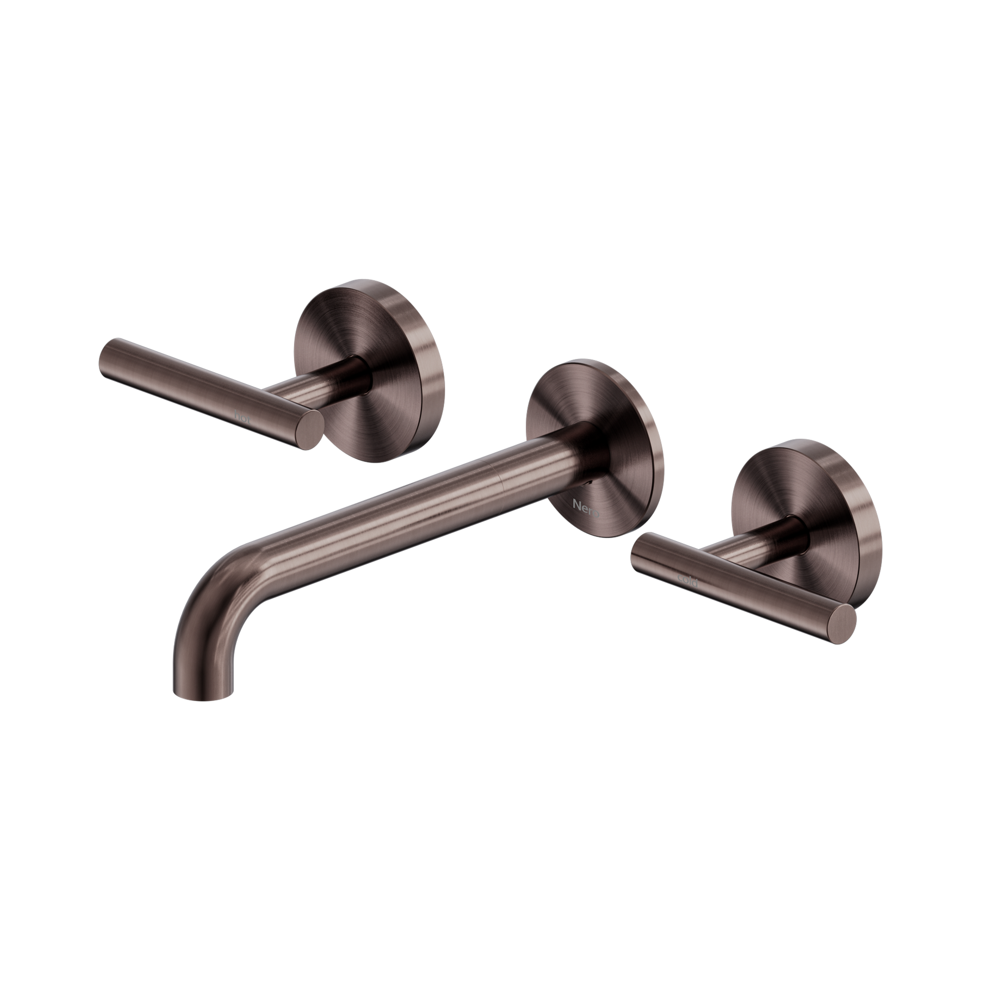 Nero Mecca Lever Wall Basin/Bath Set 185mm Spout, Brushed Bronze