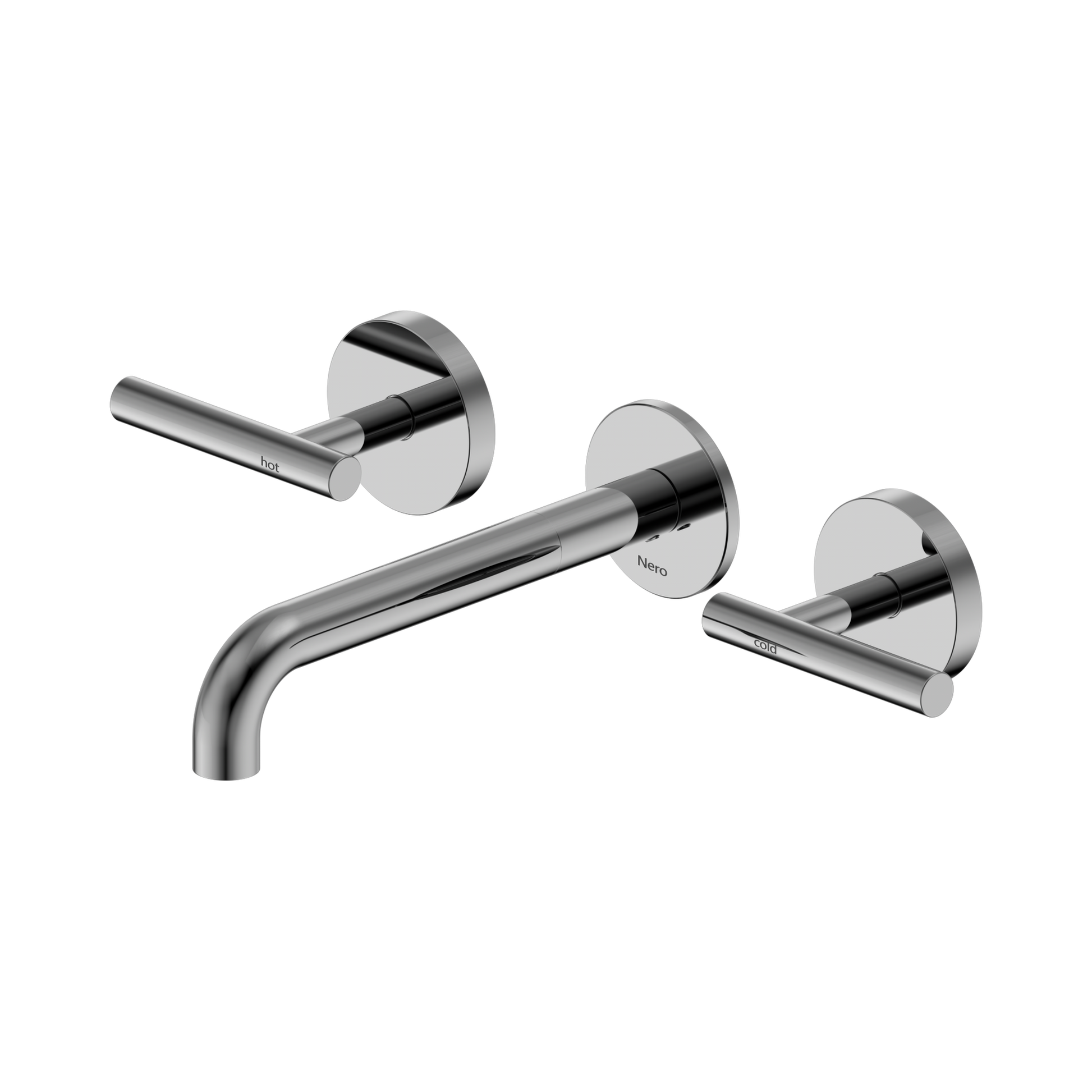 Nero Mecca Lever Wall Basin/Bath Set 185mm Spout, Chrome