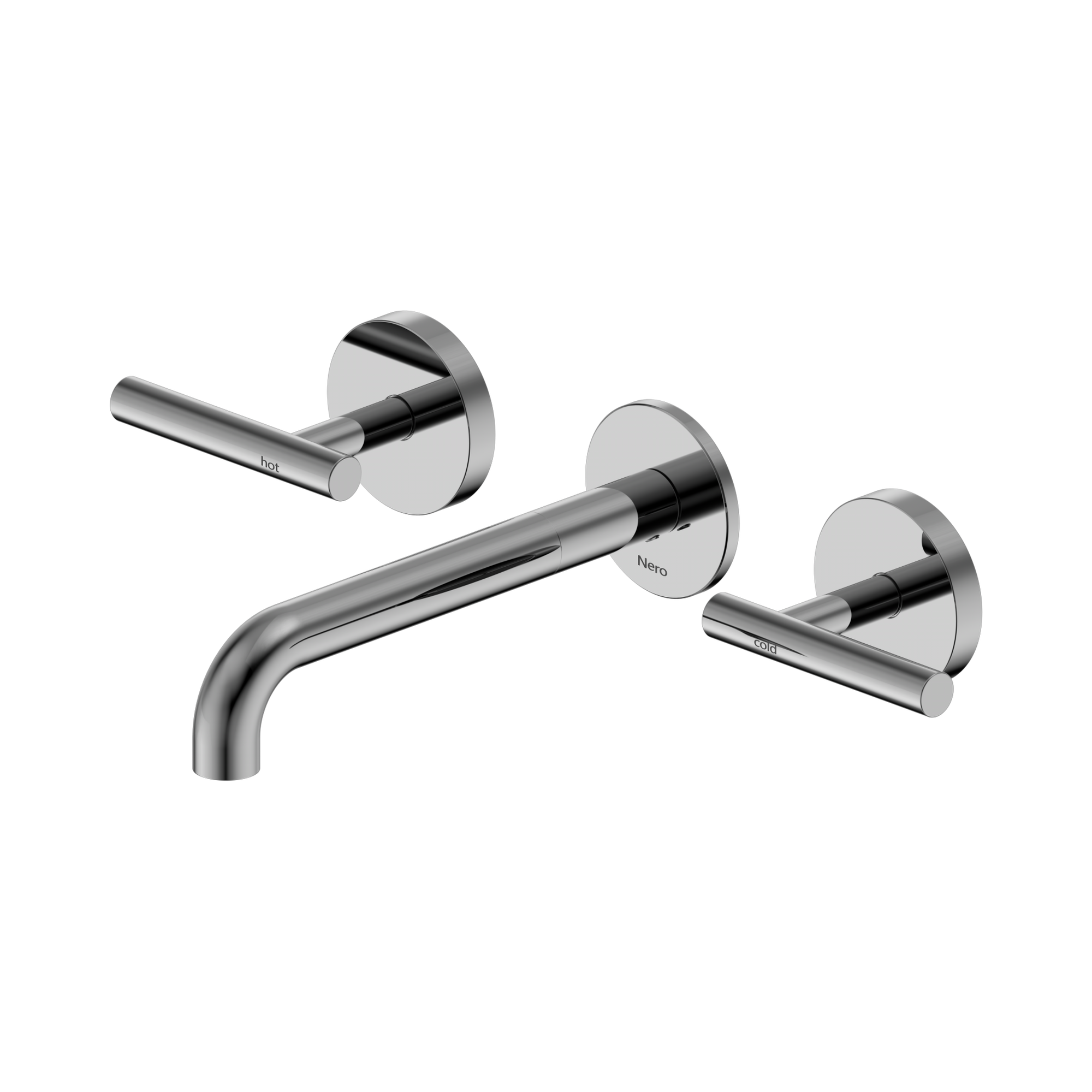 Nero Mecca Lever Wall Basin/Bath Set 185mm Spout, Chrome