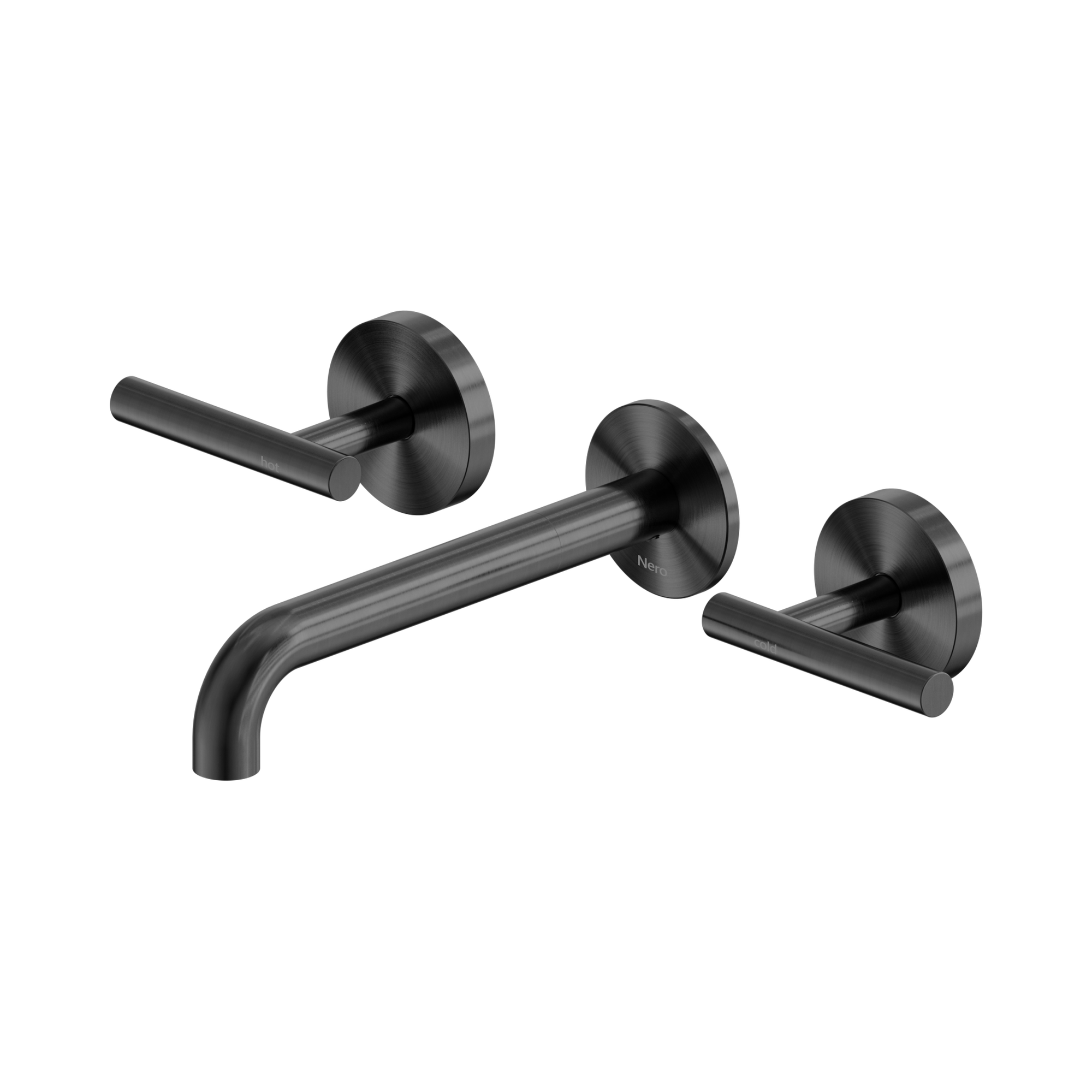 Nero Mecca Lever Wall Basin/Bath Set 185mm Spout, Gun Metal