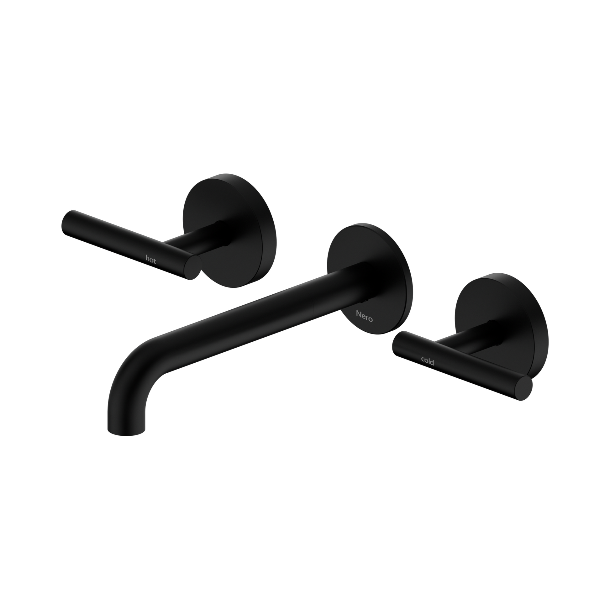 Nero Mecca Lever Wall Basin/Bath Set 185mm Spout, Matte Black