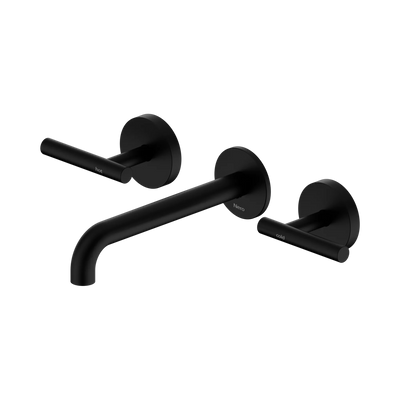Nero Mecca Lever Wall Basin/Bath Set 185mm Spout, Matte Black