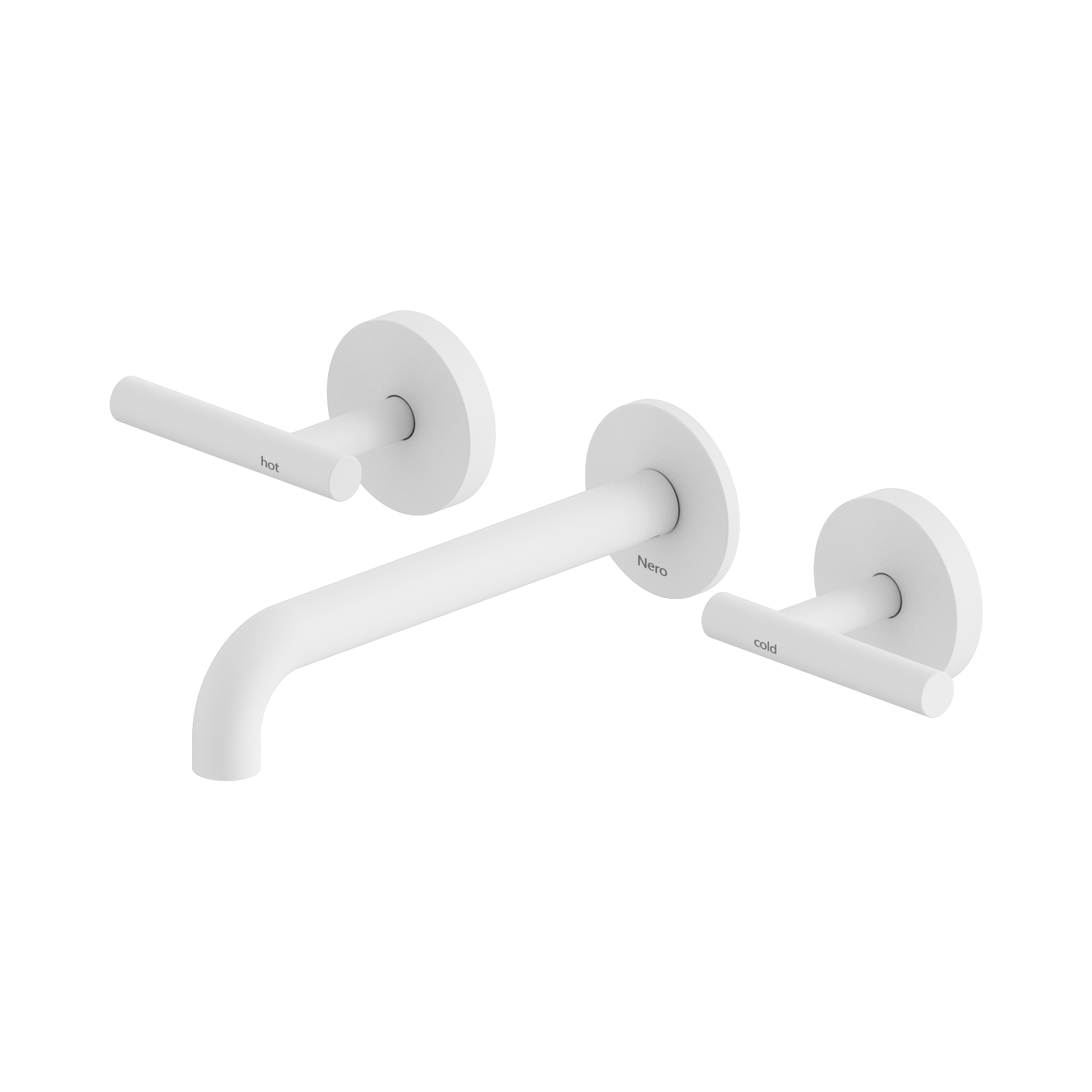 Nero Mecca Lever Wall Basin/Bath Set 185mm Spout, Matte White