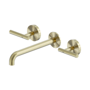 Nero Mecca Lever Wall Basin/Bath Set 220mm Spout, Brushed Gold