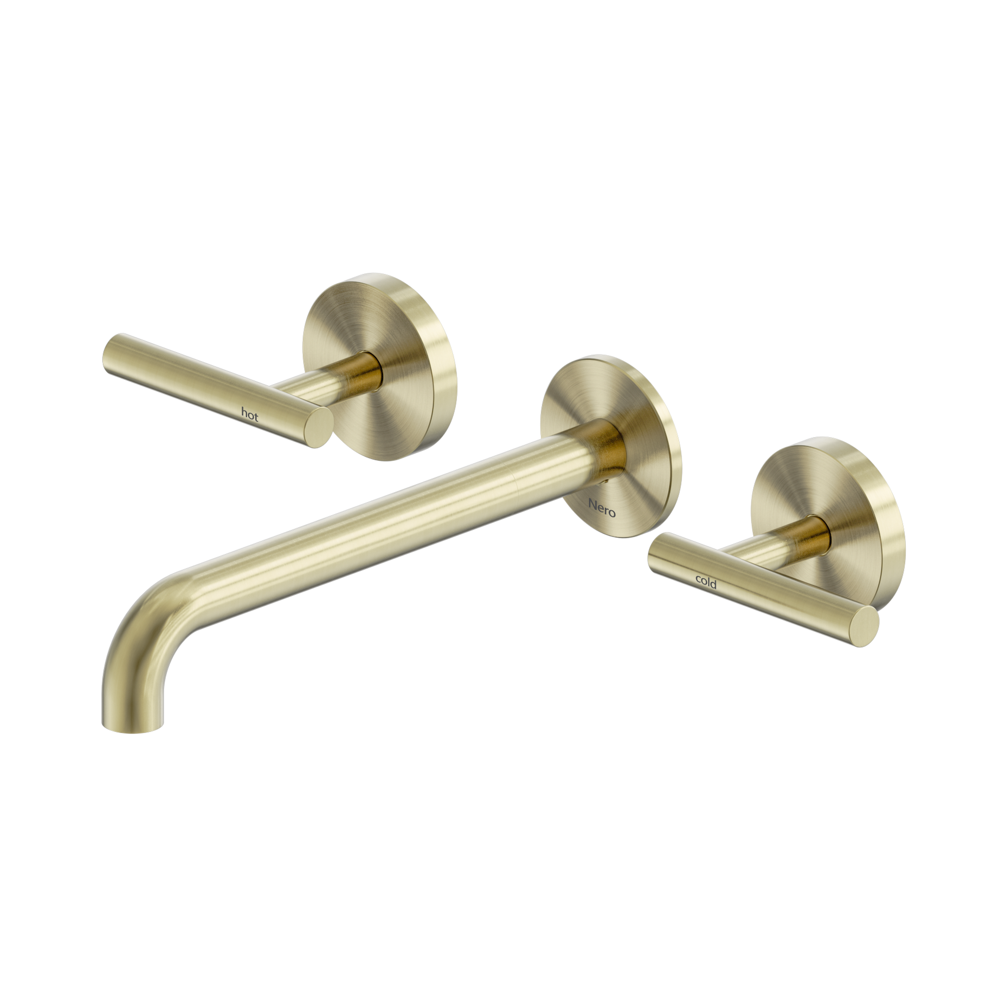 Nero Mecca Lever Wall Basin/Bath Set 220mm Spout, Brushed Gold