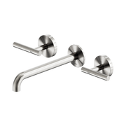 Nero Mecca Lever Wall Basin/Bath Set 220mm Spout, Brushed Nickel