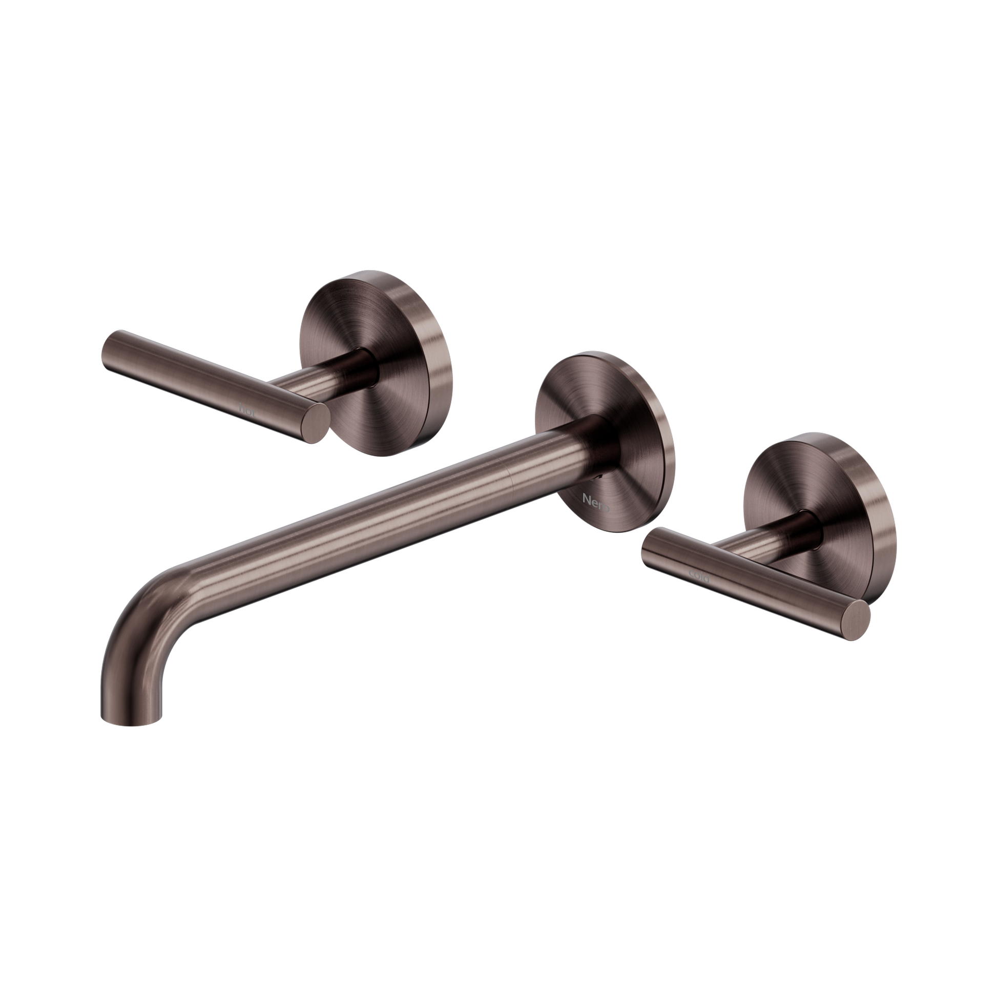 Nero Mecca Lever Wall Basin/Bath Set 220mm Spout, Brushed Bronze