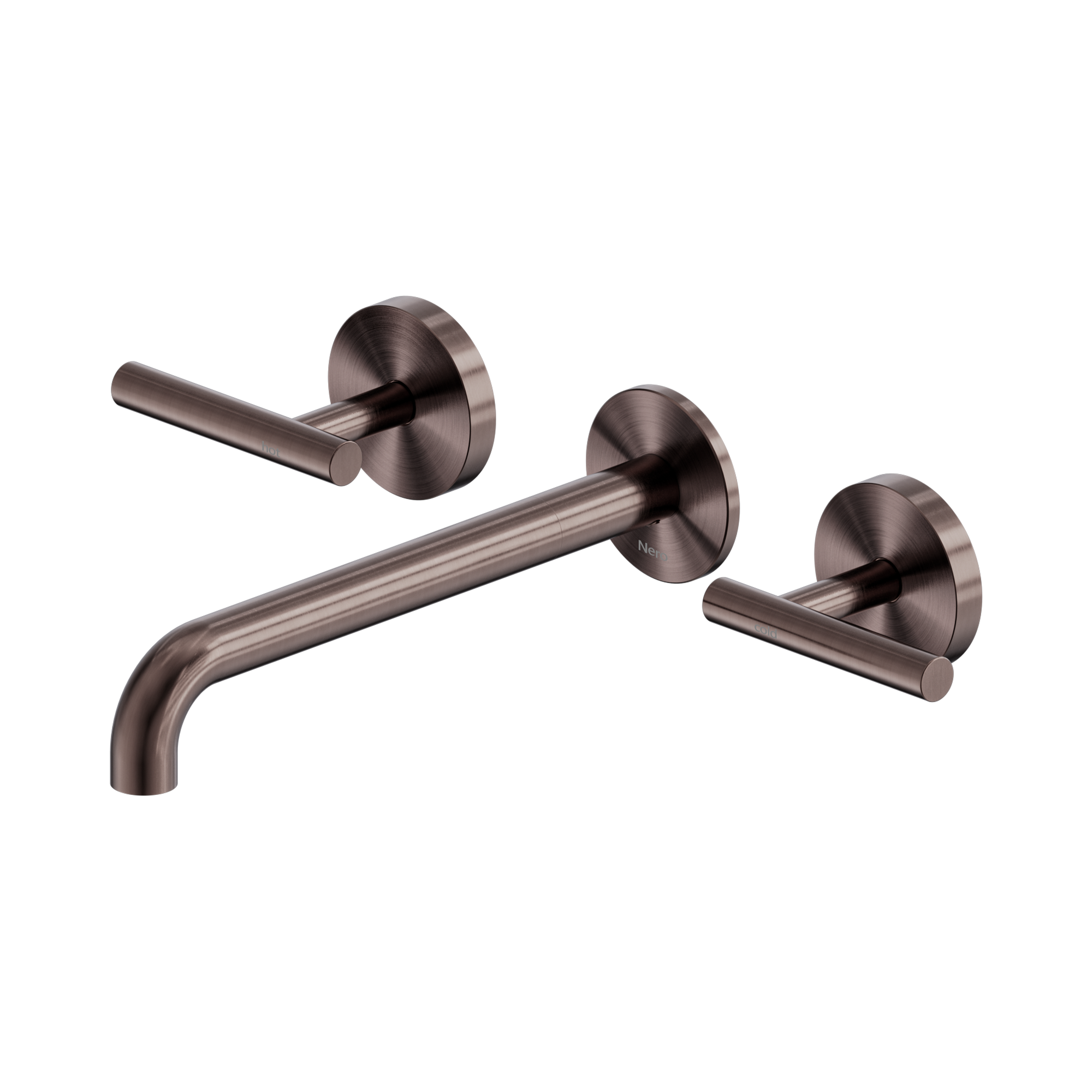 Nero Mecca Lever Wall Basin/Bath Set 220mm Spout, Brushed Bronze