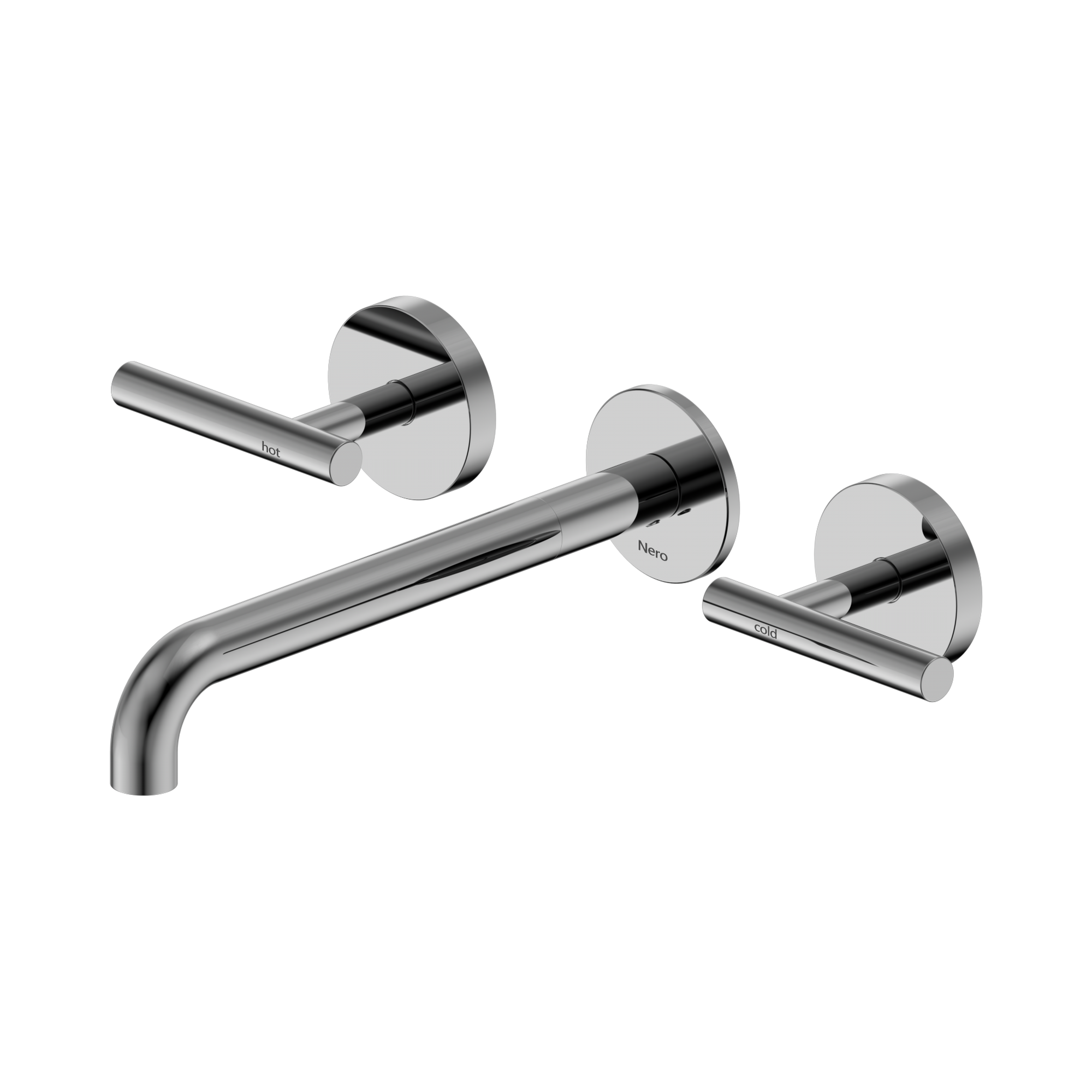 Nero Mecca Lever Wall Basin/Bath Set 220mm Spout, Chrome
