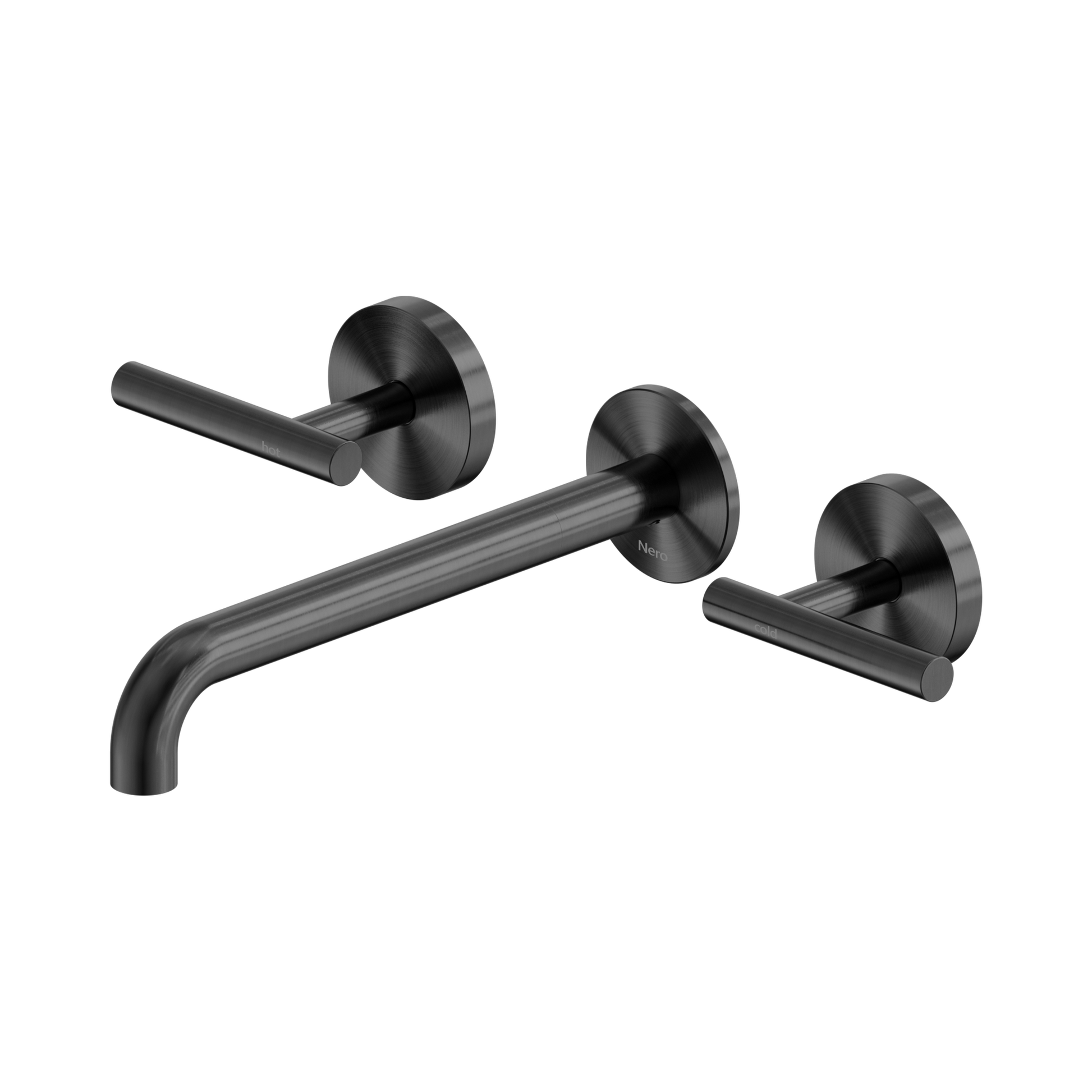 Nero Mecca Lever Wall Basin/Bath Set 220mm Spout, Gun Metal