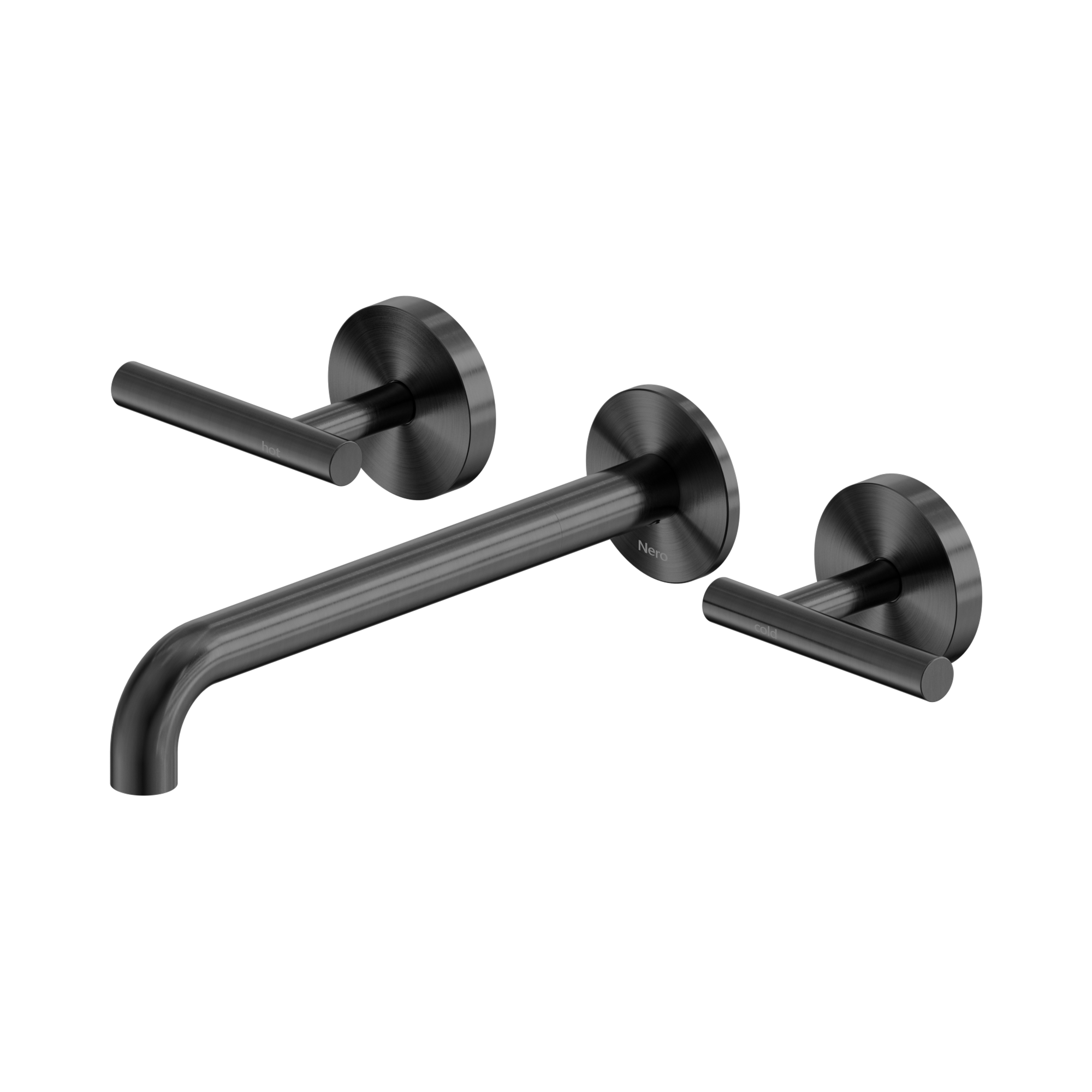 Nero Mecca Lever Wall Basin/Bath Set 220mm Spout, Gun Metal