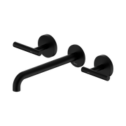 Nero Mecca Lever Wall Basin/Bath Set 220mm Spout, Matte Black