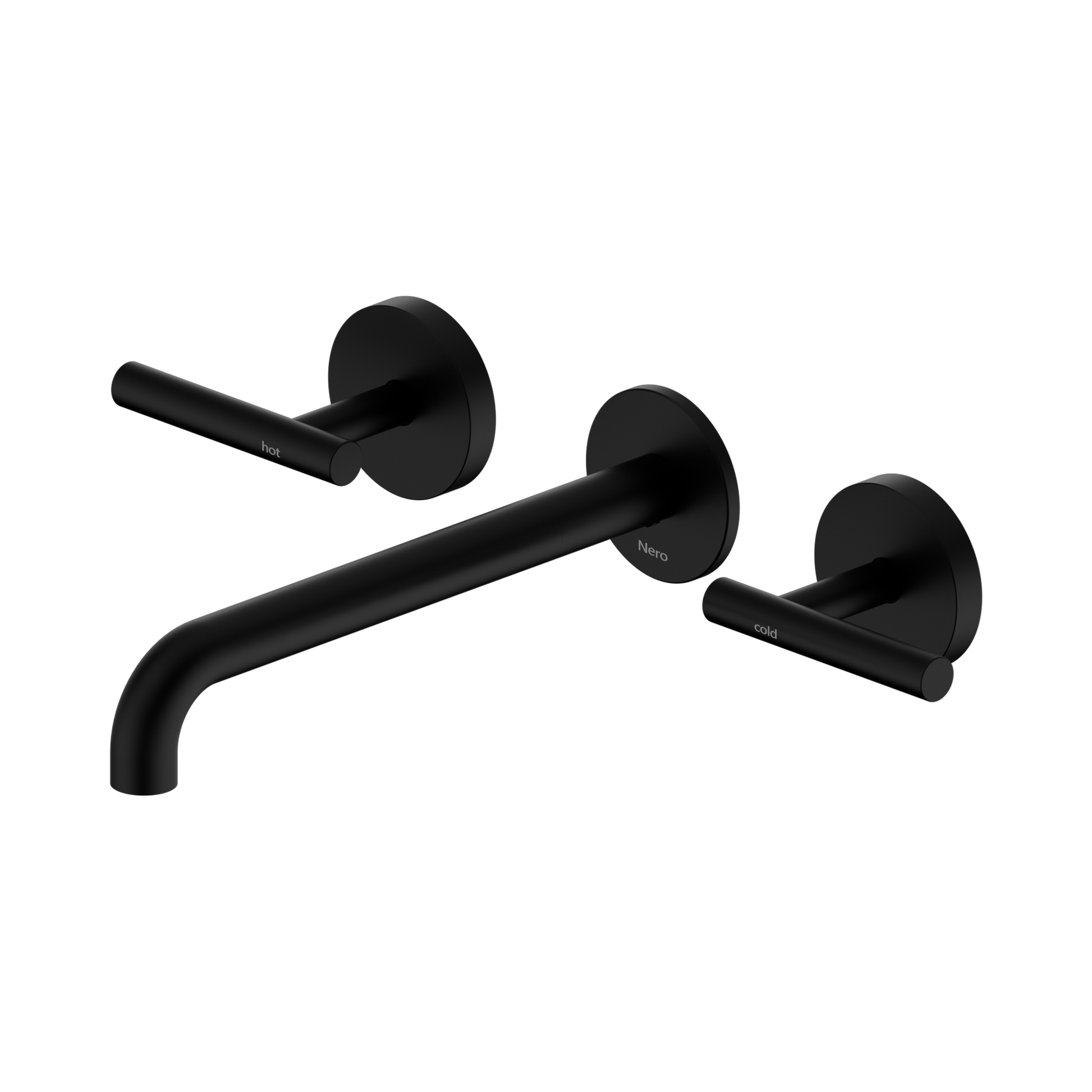 Nero Mecca Lever Wall Basin/Bath Set 220mm Spout, Matte Black