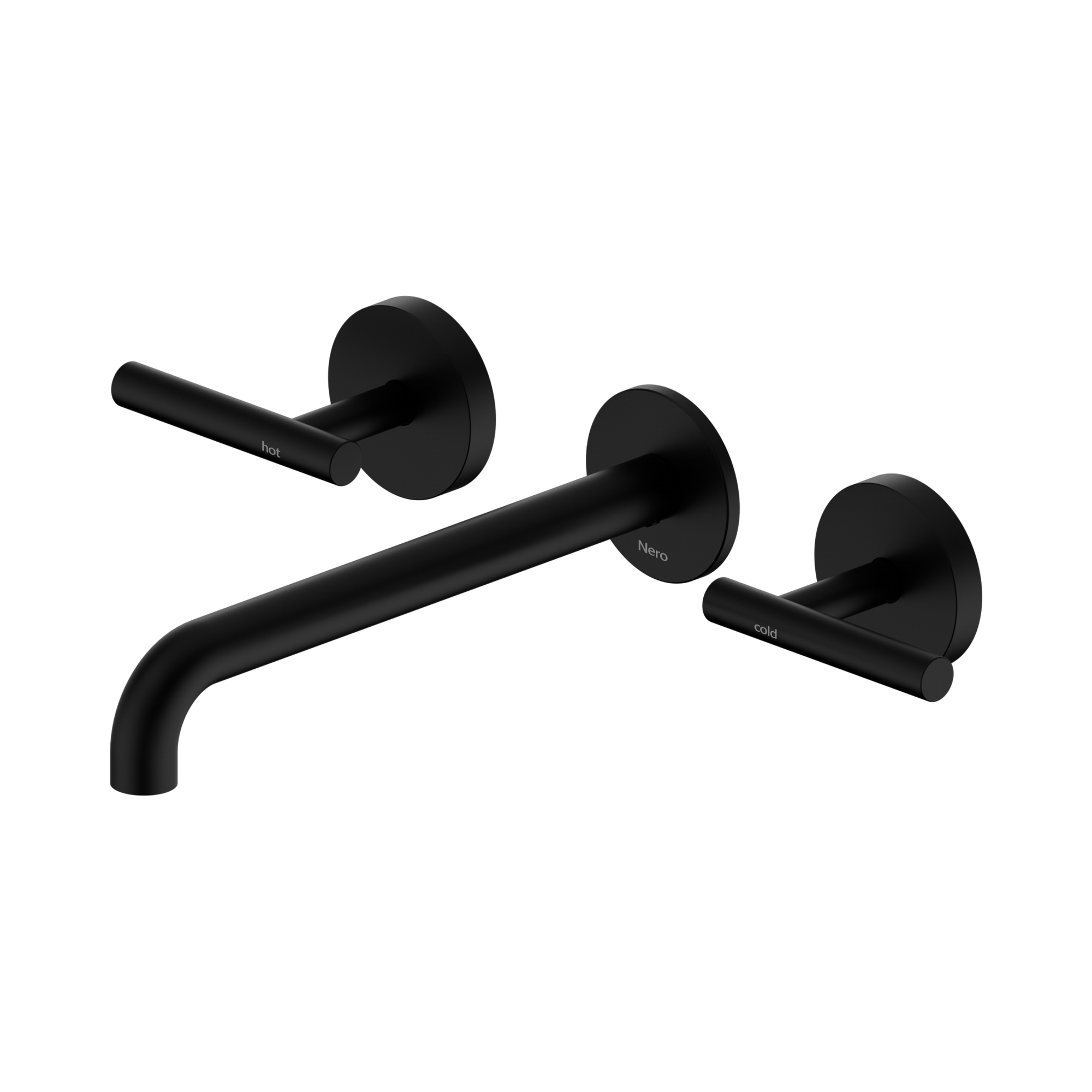 Nero Mecca Lever Wall Basin/Bath Set 220mm Spout, Matte Black