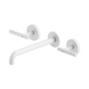 Nero Mecca Lever Wall Basin/Bath Set 220mm Spout, Matte White