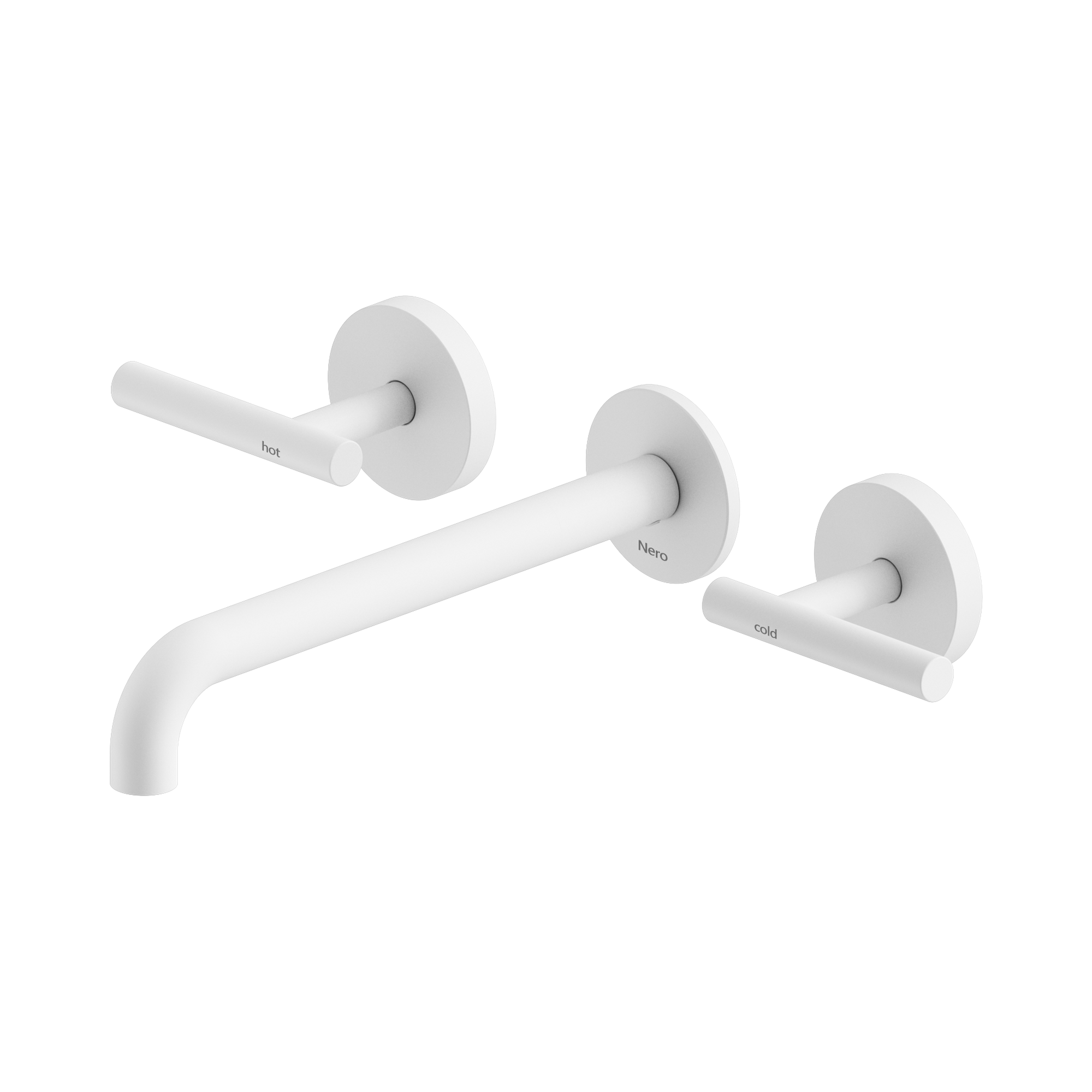 Nero Mecca Lever Wall Basin/Bath Set 220mm Spout, Matte White