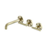 Nero Mecca Lever Wall Basin/Bath Set 160mm Offset Spout, Brushed Gold