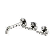 Nero Mecca Lever Wall Basin/Bath Set 160mm Offset Spout, Brushed Nickel
