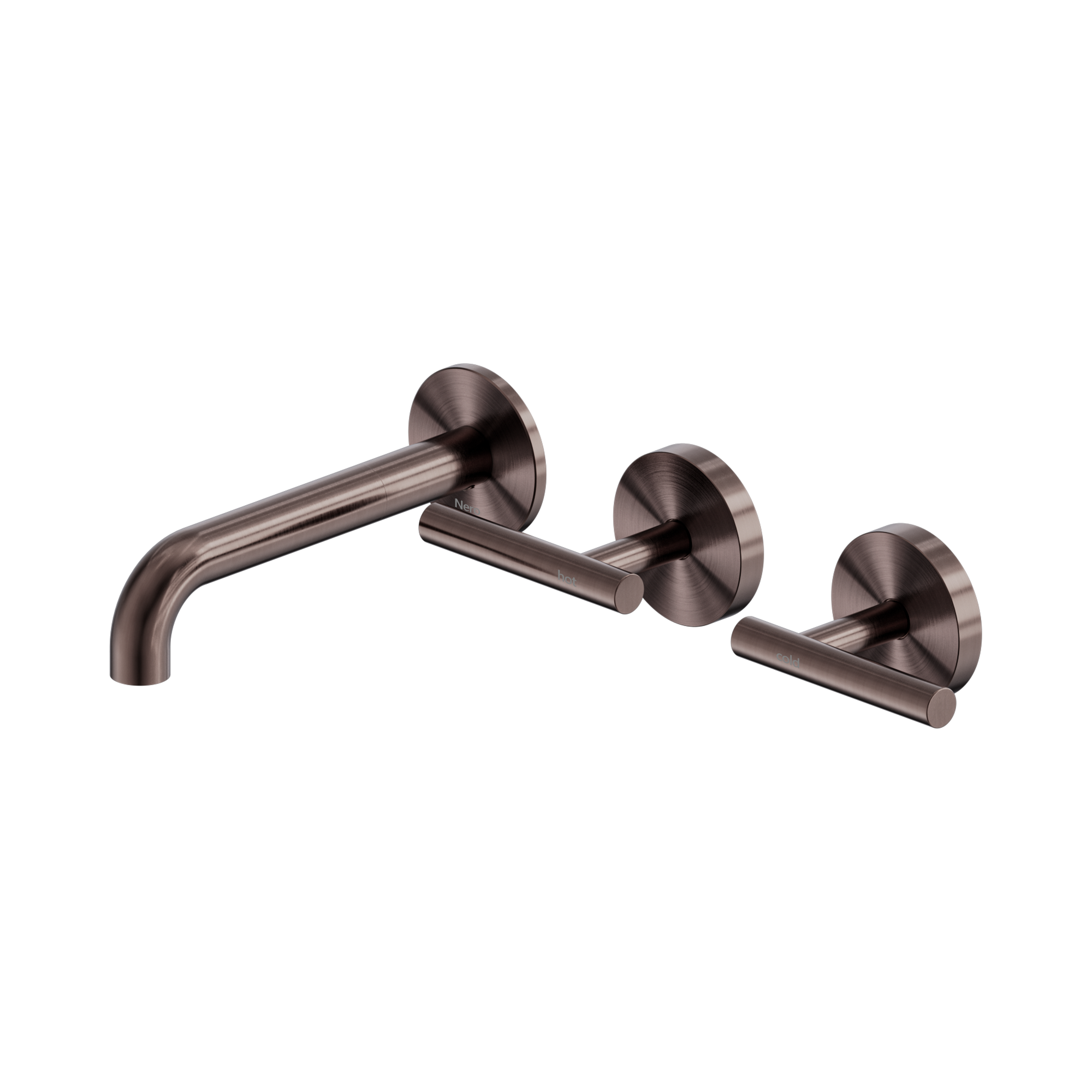 Nero Mecca Lever Wall Basin/Bath Set 160mm Offset Spout, Brushed Bronze