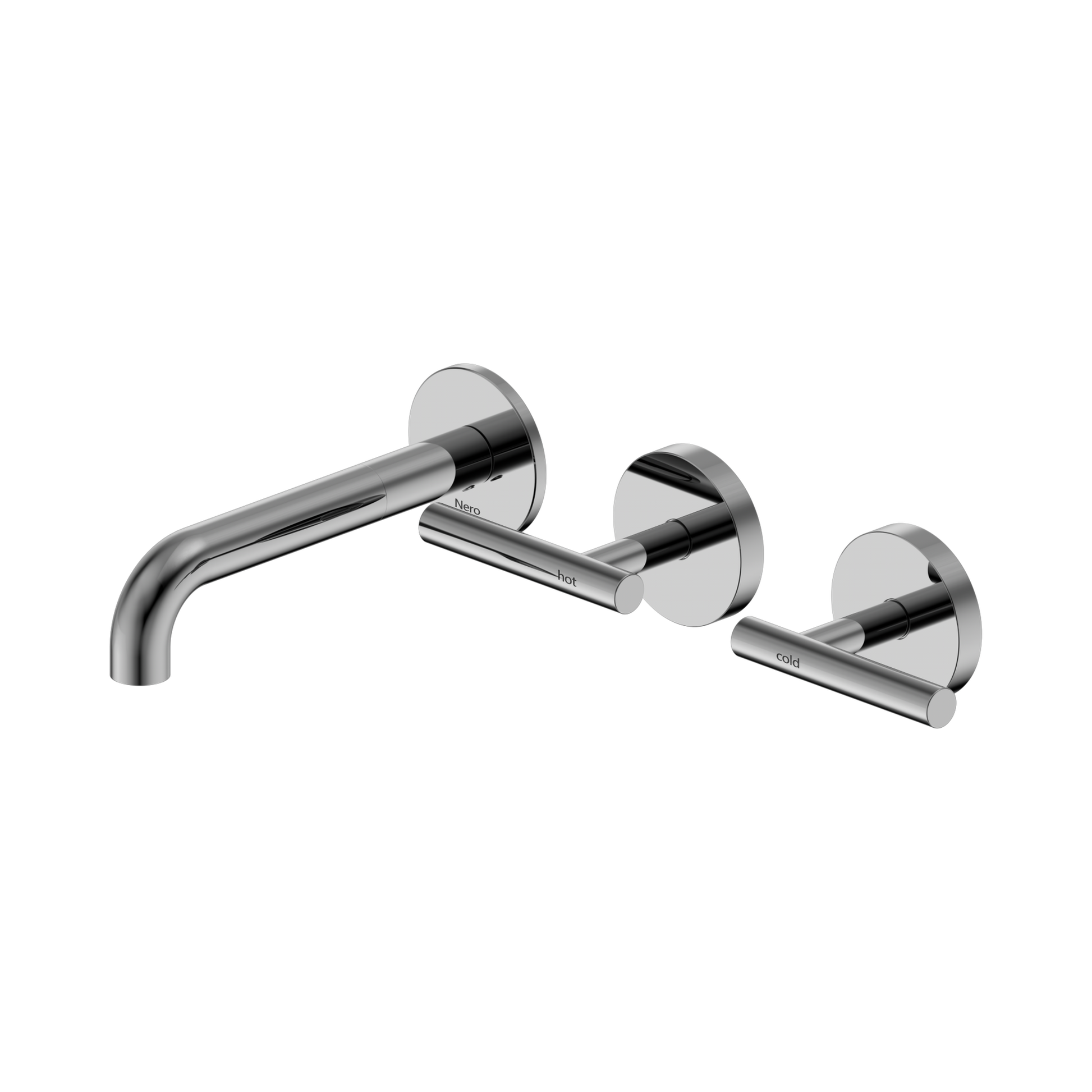 Nero Mecca Lever Wall Basin/Bath Set 160mm Offset Spout, Chrome