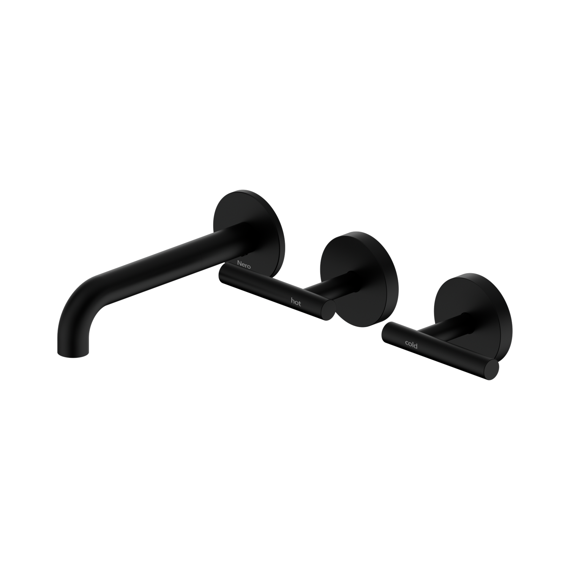 Nero Mecca Lever Wall Basin/Bath Set 160mm Offset Spout, Matte Black