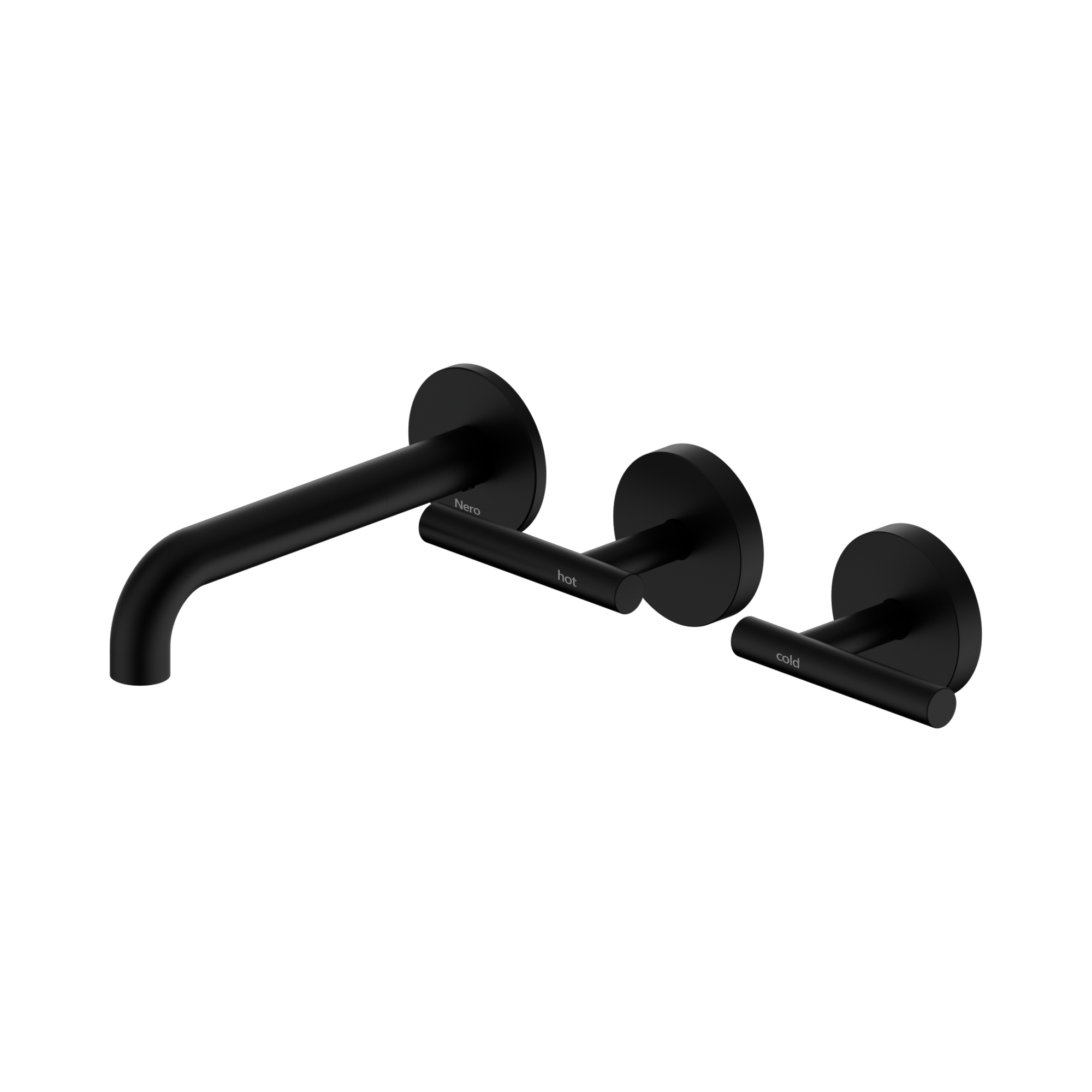 Nero Mecca Lever Wall Basin/Bath Set 160mm Offset Spout, Matte Black