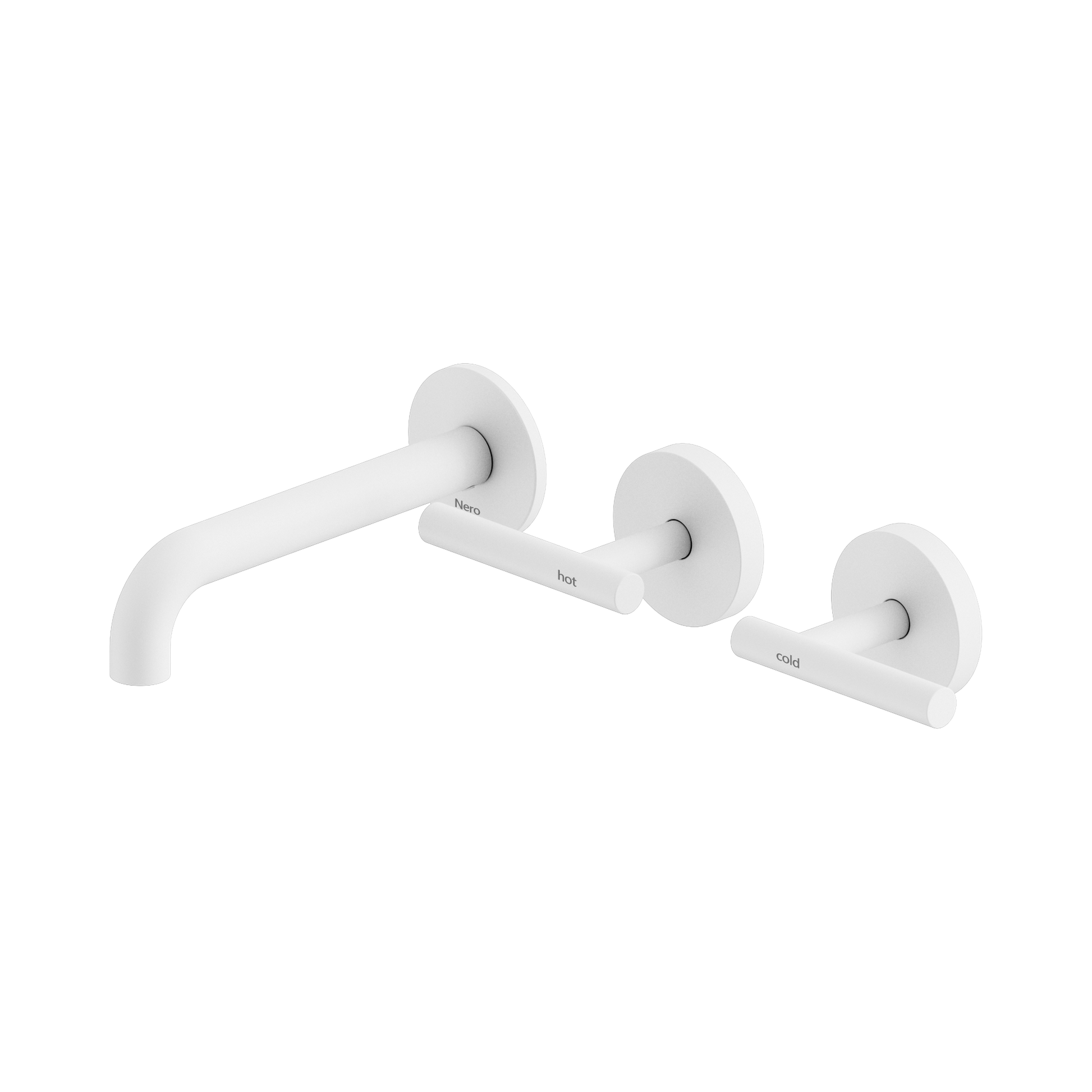 Nero Mecca Lever Wall Basin/Bath Set 160mm Offset Spout, Matte White
