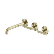 Nero Mecca Lever Wall Basin/Bath Set 185mm Offset Spout, Brushed Gold