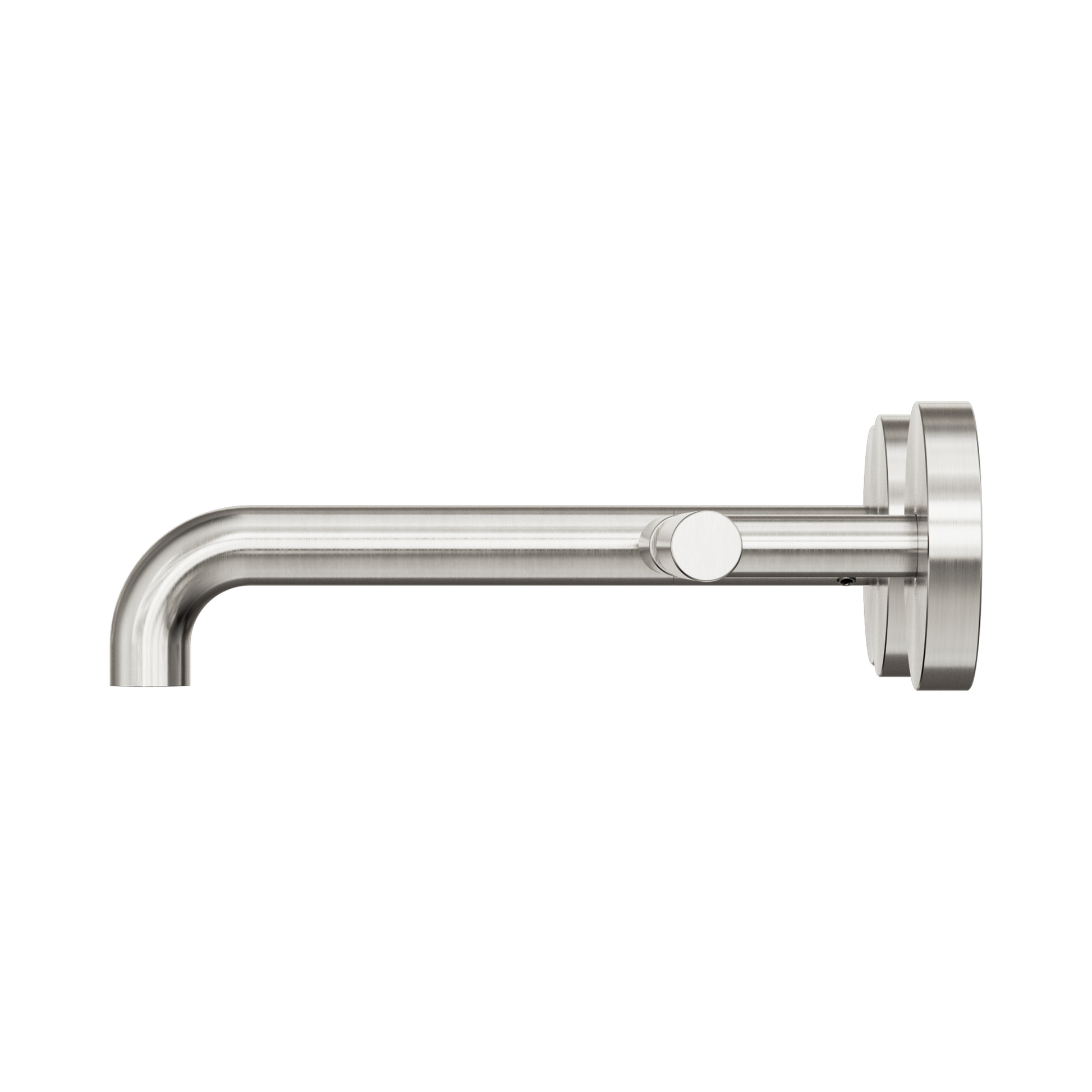 Nero Mecca Lever Wall Basin/Bath Set 185mm Offset Spout, Brushed Nickel