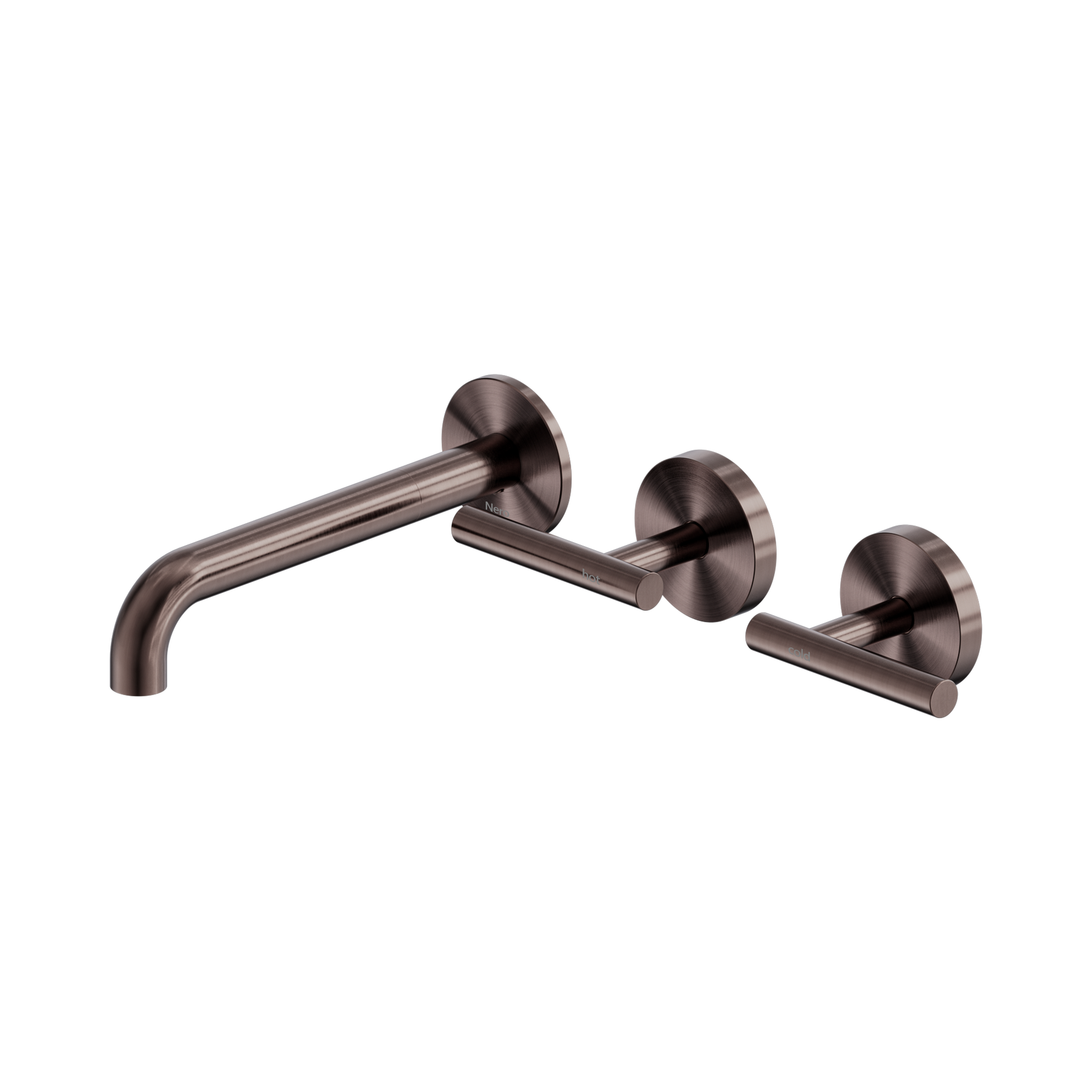 Nero Mecca Lever Wall Basin/Bath Set 185mm Offset Spout, Brushed Bronze