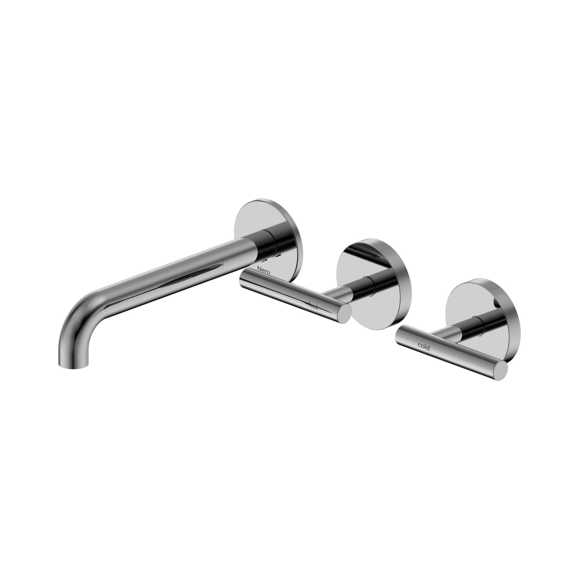 Nero Mecca Lever Wall Basin/Bath Set 185mm Offset Spout, Chrome