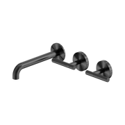 Nero Mecca Lever Wall Basin/Bath Set 185mm Offset Spout, Gun Metal