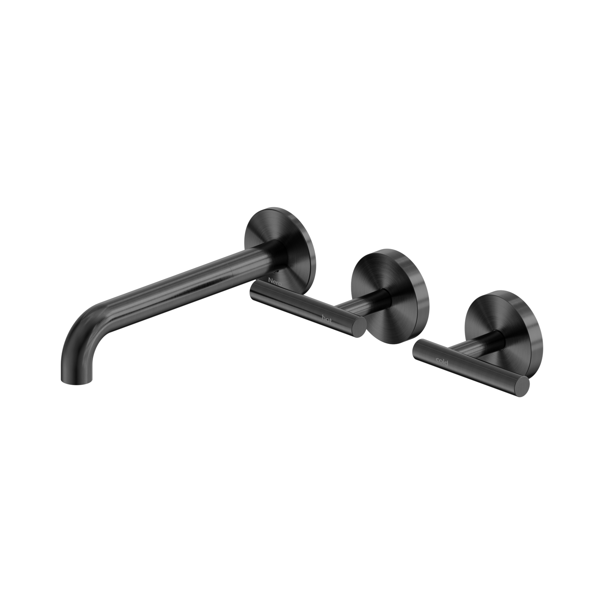 Nero Mecca Lever Wall Basin/Bath Set 185mm Offset Spout, Gun Metal