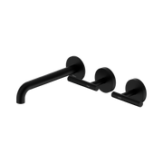 Nero Mecca Lever Wall Basin/Bath Set 185mm Offset Spout, Matte Black