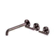 Nero Mecca Lever Wall Basin/Bath Set 220mm Offset Spout, Brushed Bronze