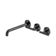 Nero Mecca Lever Wall Basin/Bath Set 220mm Offset Spout, Gun Metal