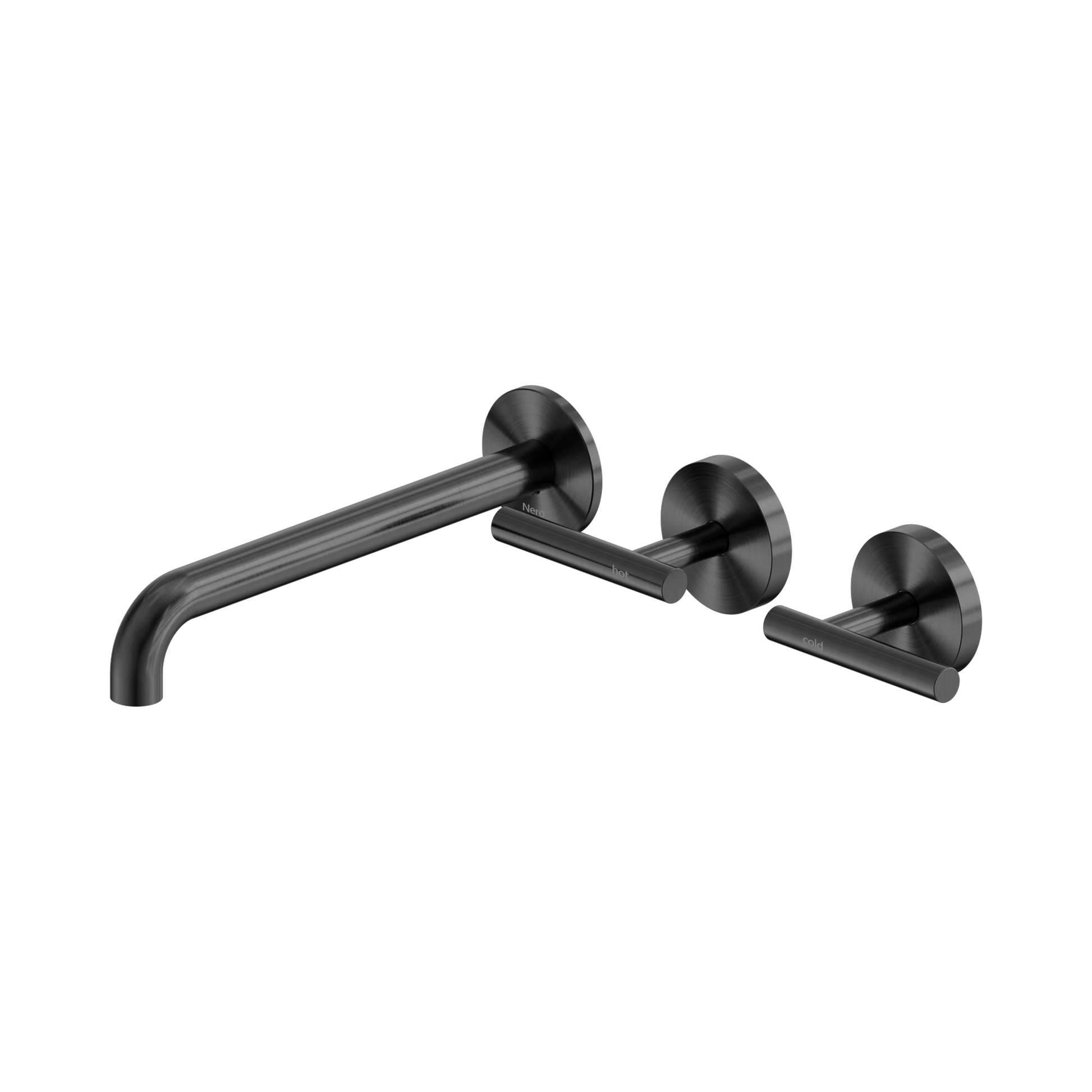 Nero Mecca Lever Wall Basin/Bath Set 220mm Offset Spout, Gun Metal