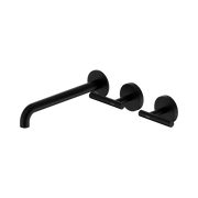 Nero Mecca Lever Wall Basin/Bath Set 220mm Offset Spout, Matte Black