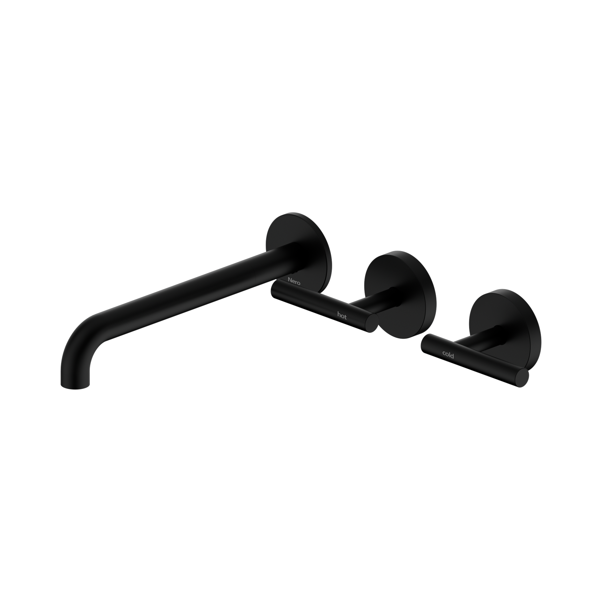 Nero Mecca Lever Wall Basin/Bath Set 220mm Offset Spout, Matte Black