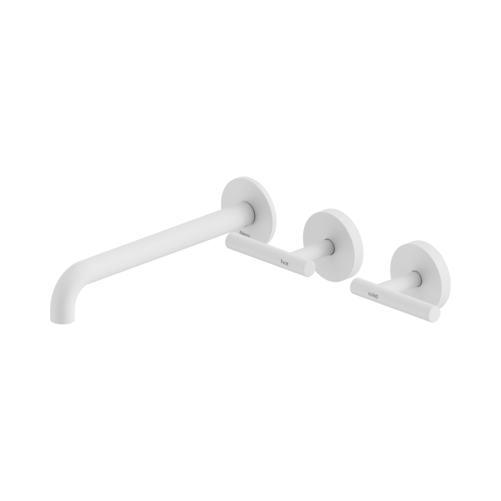 Nero Mecca Lever Wall Basin/Bath Set 220mm Offset Spout, Matte White