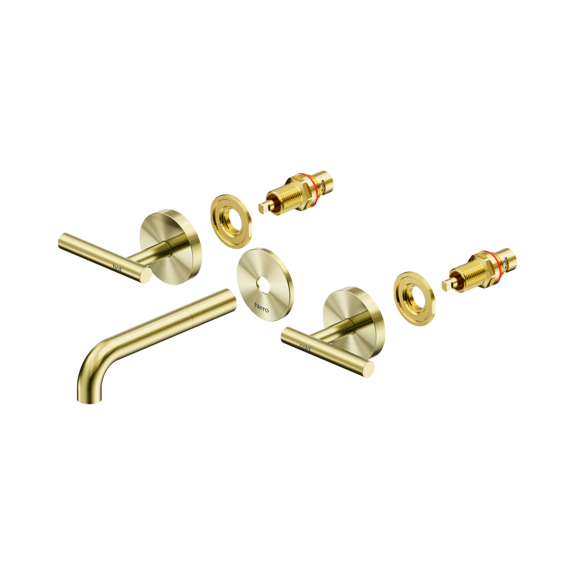 Nero Mecca Lever Wall Basin/Bath Set 160mm Spout Trim kits Only, Brushed Gold
