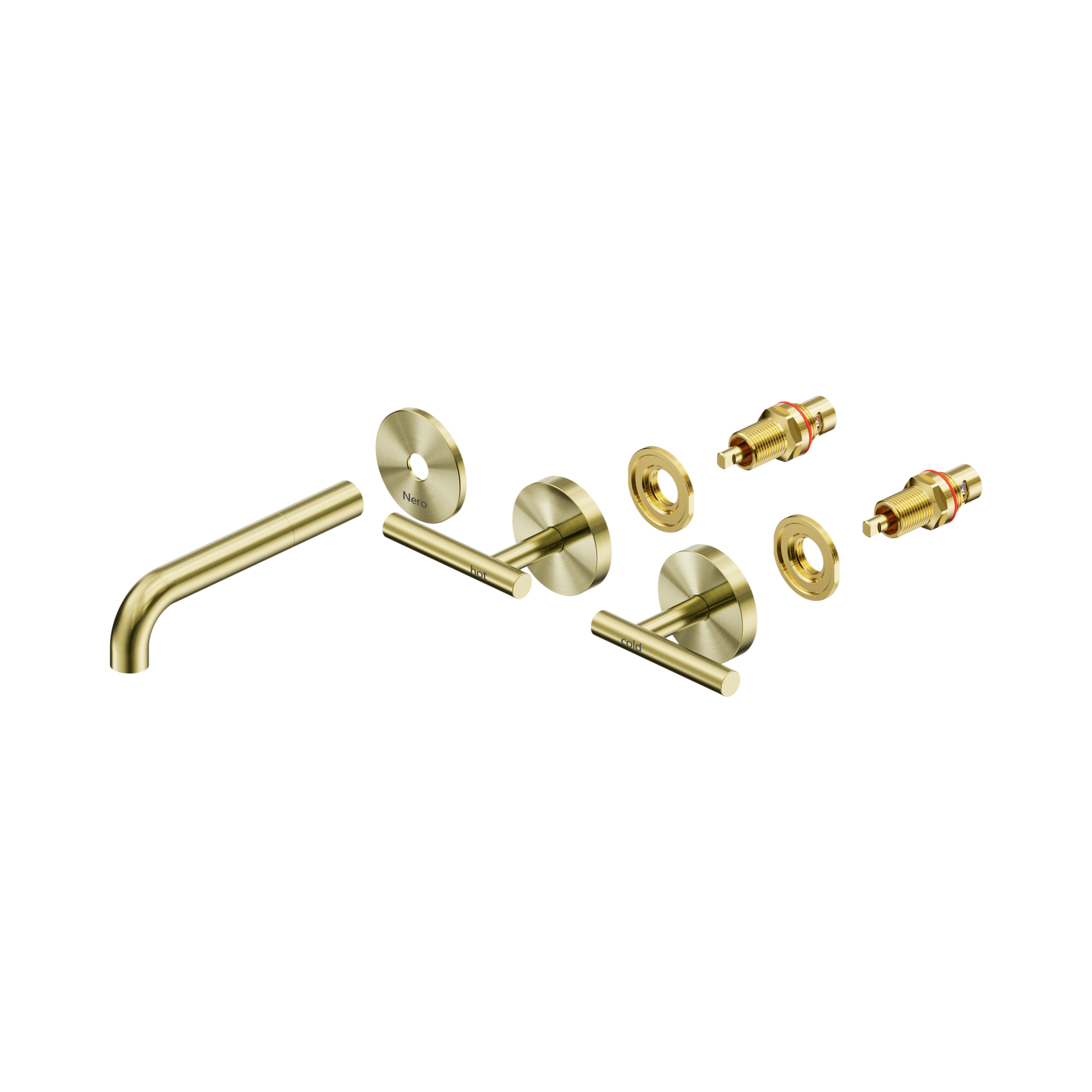 Nero Mecca Lever Wall Basin/Bath Set 160mm Spout Trim kits Only, Brushed Gold