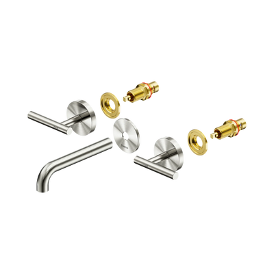 Nero Mecca Lever Wall Basin/Bath Set 160mm Spout Trim kits Only, Brushed Nickel