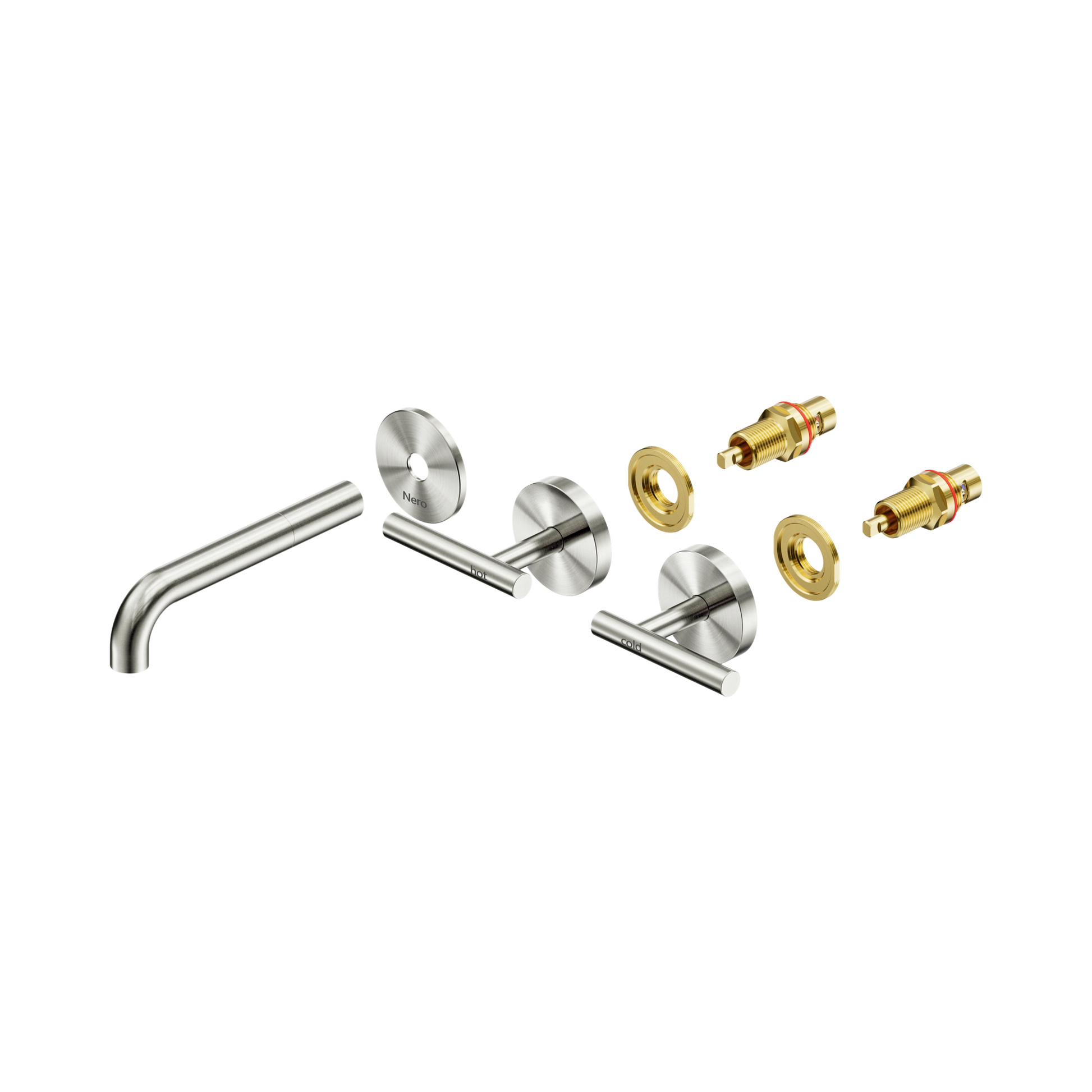 Nero Mecca Lever Wall Basin/Bath Set 160mm Spout Trim kits Only, Brushed Nickel