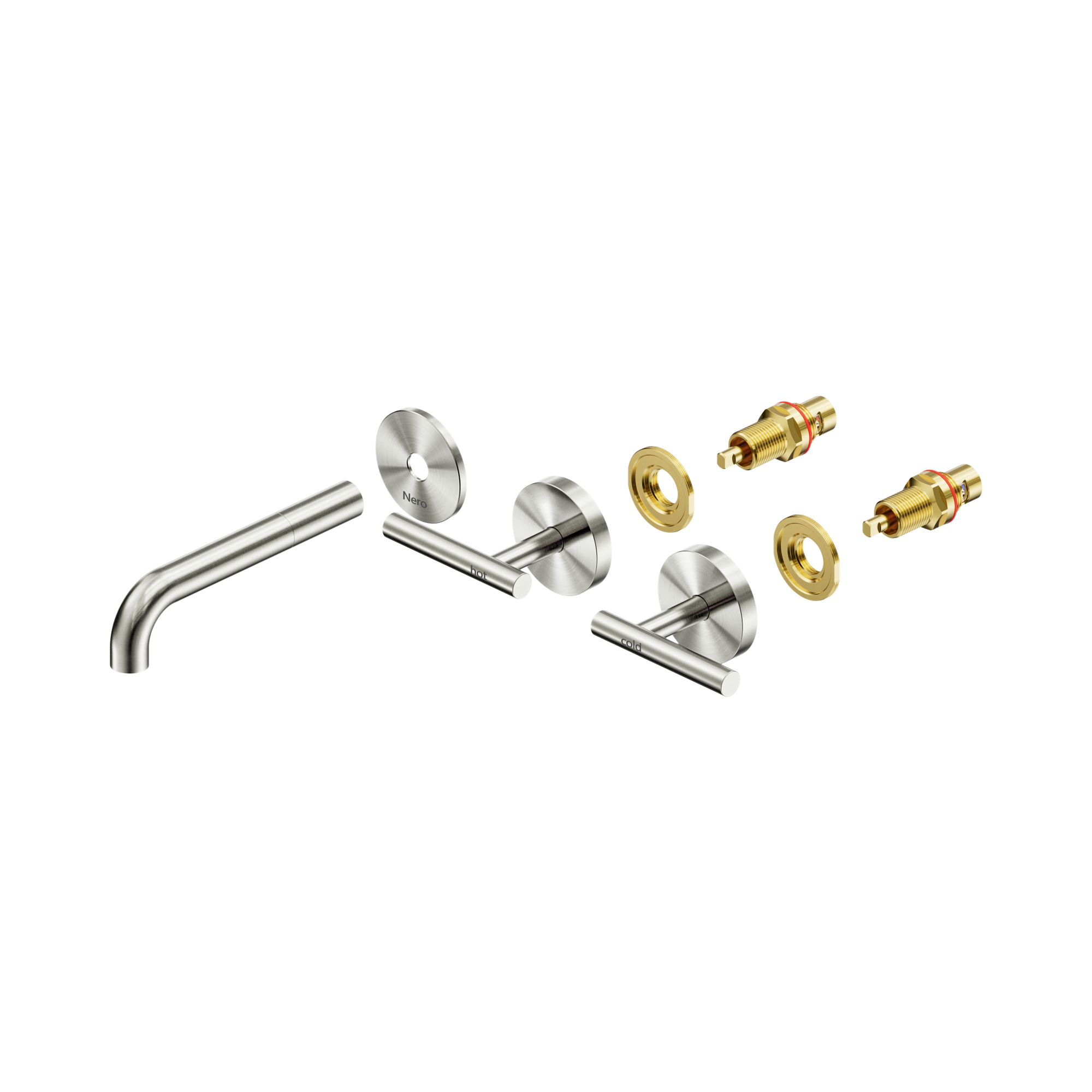 Nero Mecca Lever Wall Basin/Bath Set 160mm Spout Trim kits Only, Brushed Nickel
