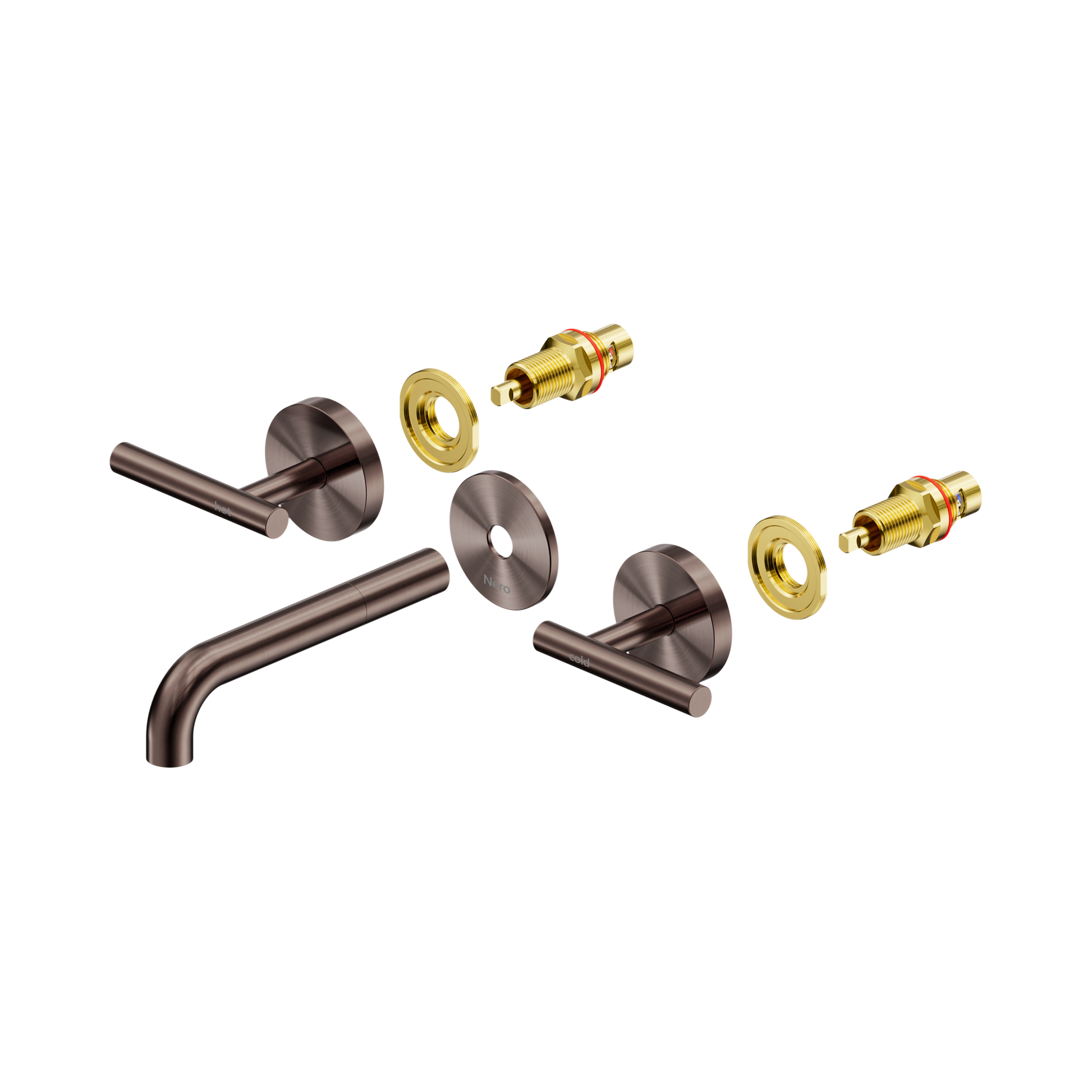 Nero Mecca Lever Wall Basin/Bath Set 160mm Spout Trim kits Only, Brushed Bronze