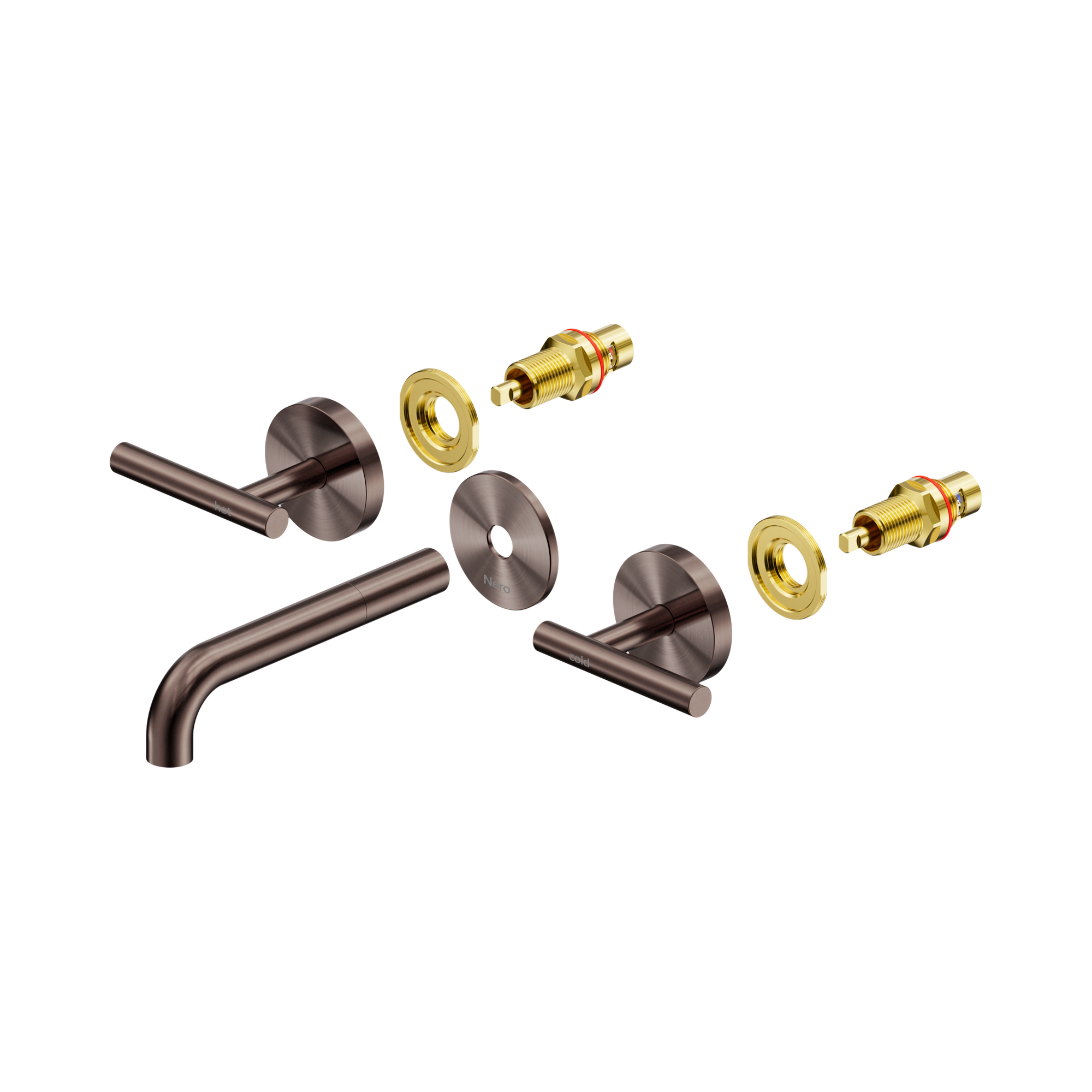 Nero Mecca Lever Wall Basin/Bath Set 160mm Spout Trim kits Only, Brushed Bronze