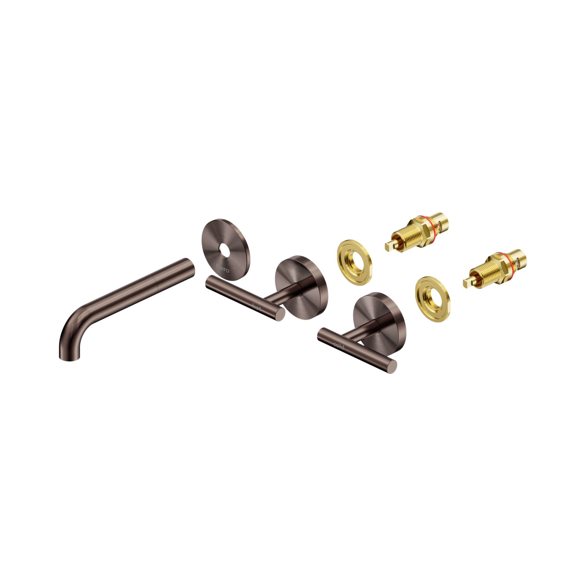 Nero Mecca Lever Wall Basin/Bath Set 160mm Spout Trim kits Only, Brushed Bronze