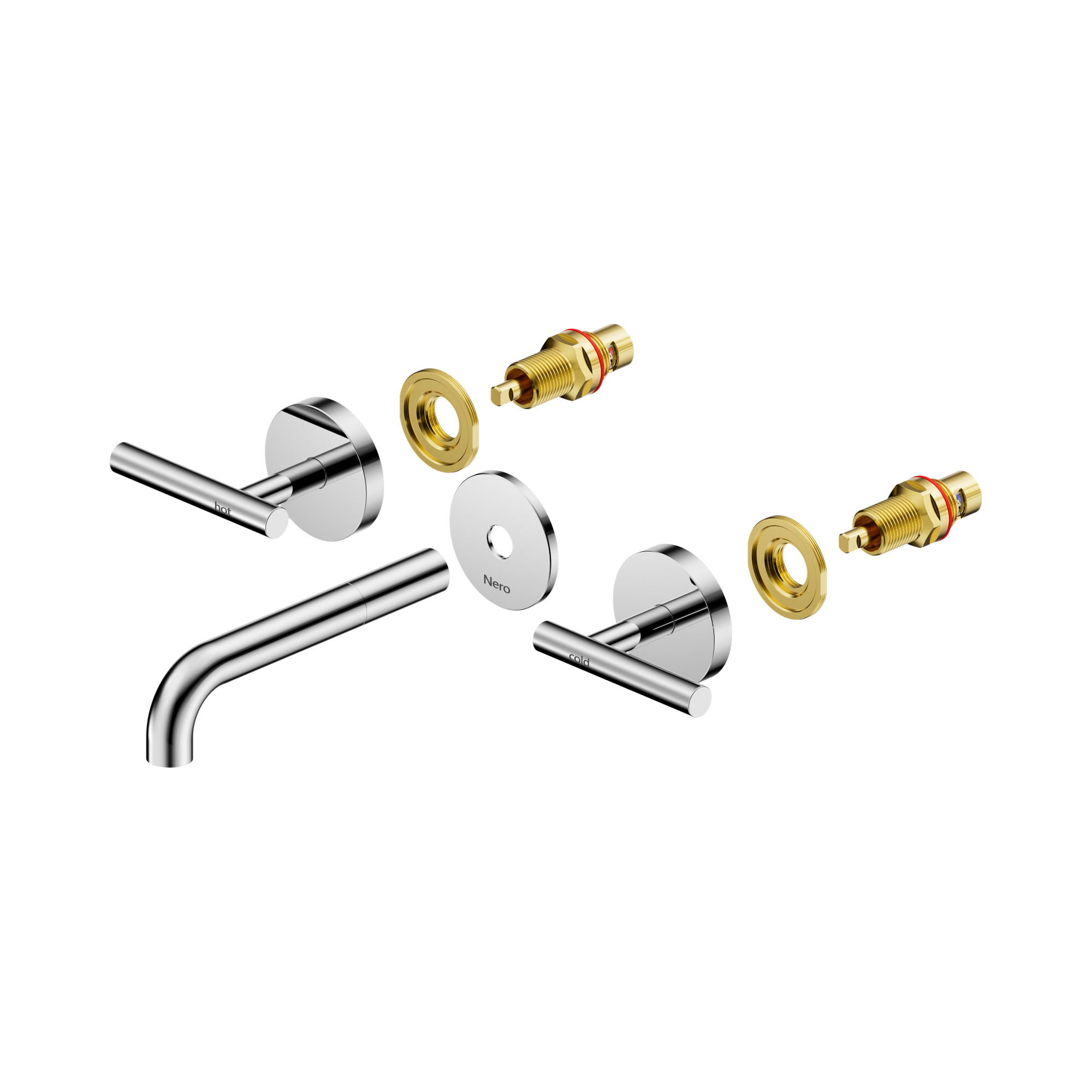 Nero Mecca Lever Wall Basin/Bath Set 160mm Spout Trim kits Only, Chrome